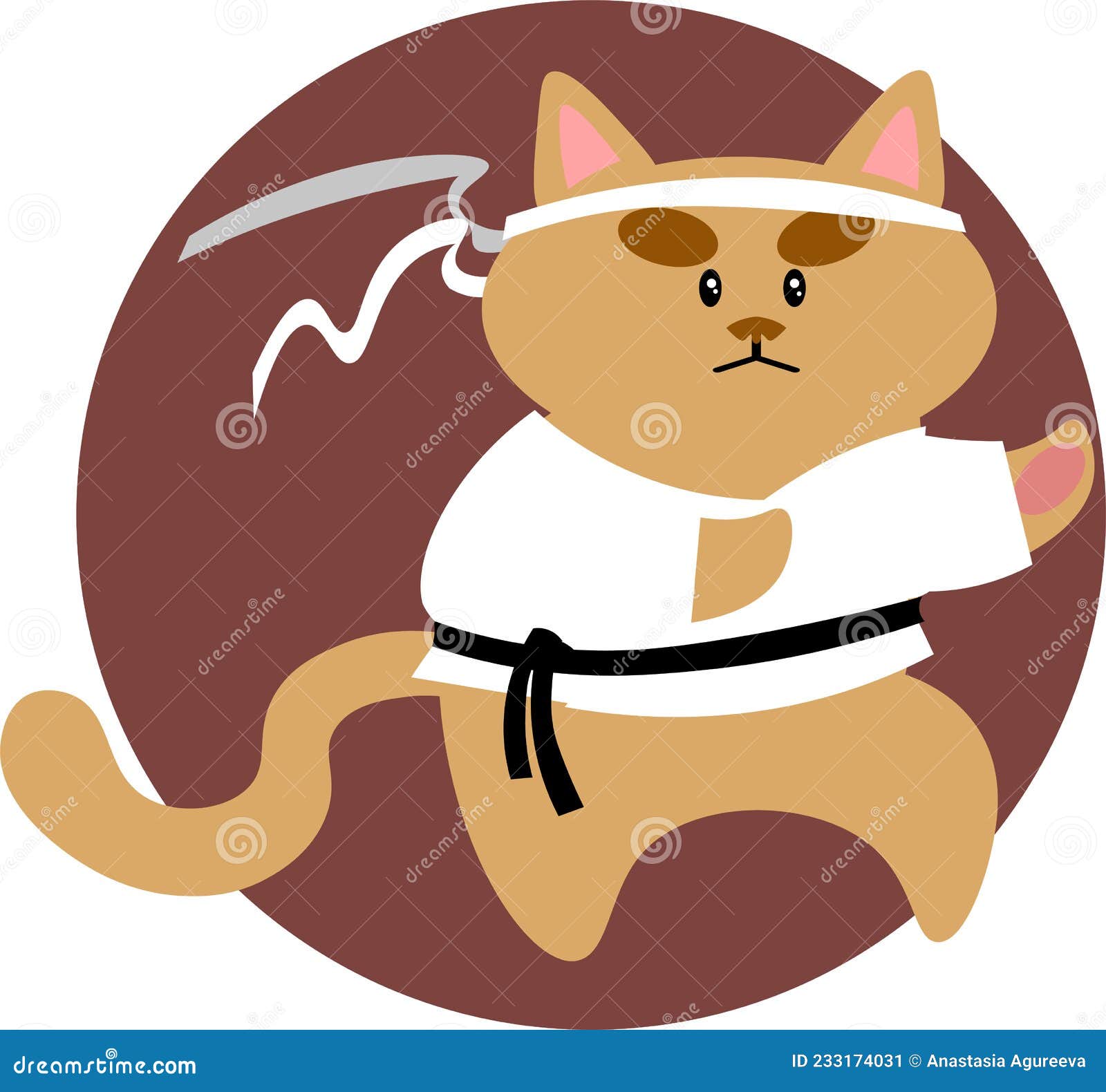 Kat Van De Kawaii - Cartoon Karate in Cirkel Vector Illustratie -  Illustration of stilisering, tekening: 233174031