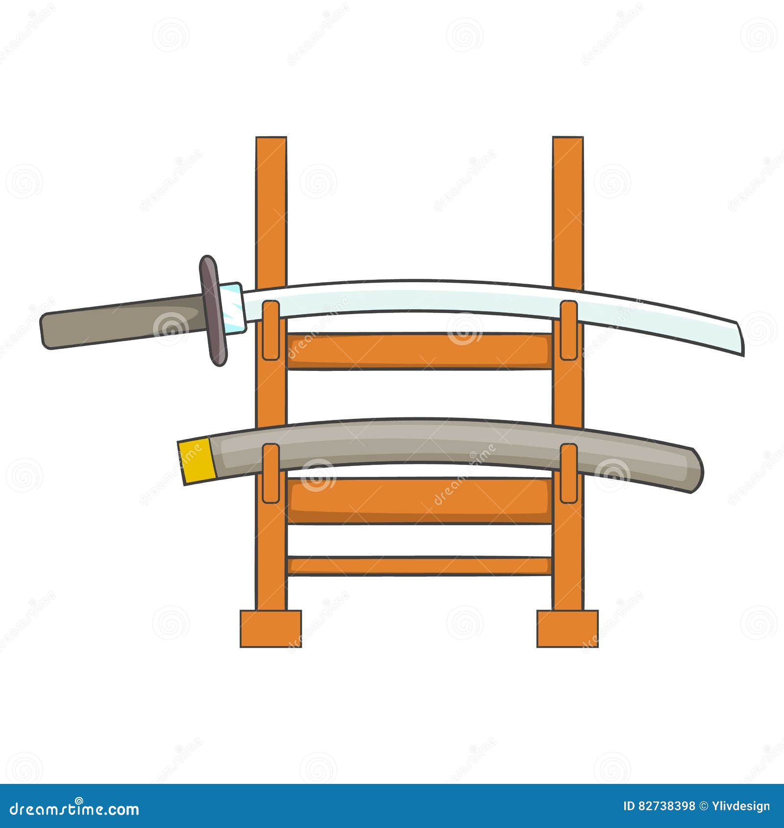 Katana En Un Icono De Madera Del Soporte, Estilo De La Historieta  Ilustración del Vector - Ilustración de asia, borde: 82738398