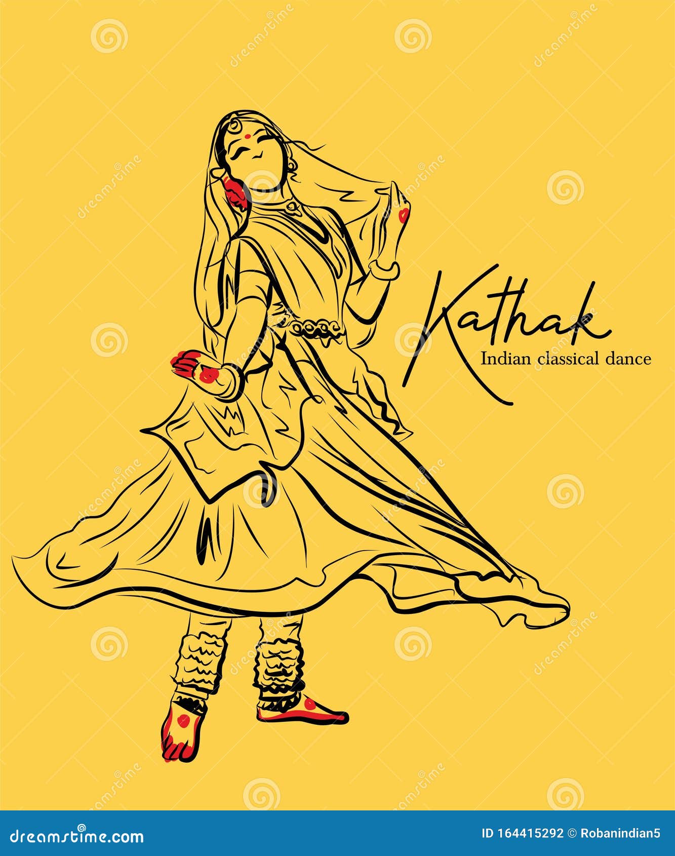 Indian Classical Dance Kathak Sketch or Vector Illustration Stock Vector -  Illustration of dancer, eventually: 164415292