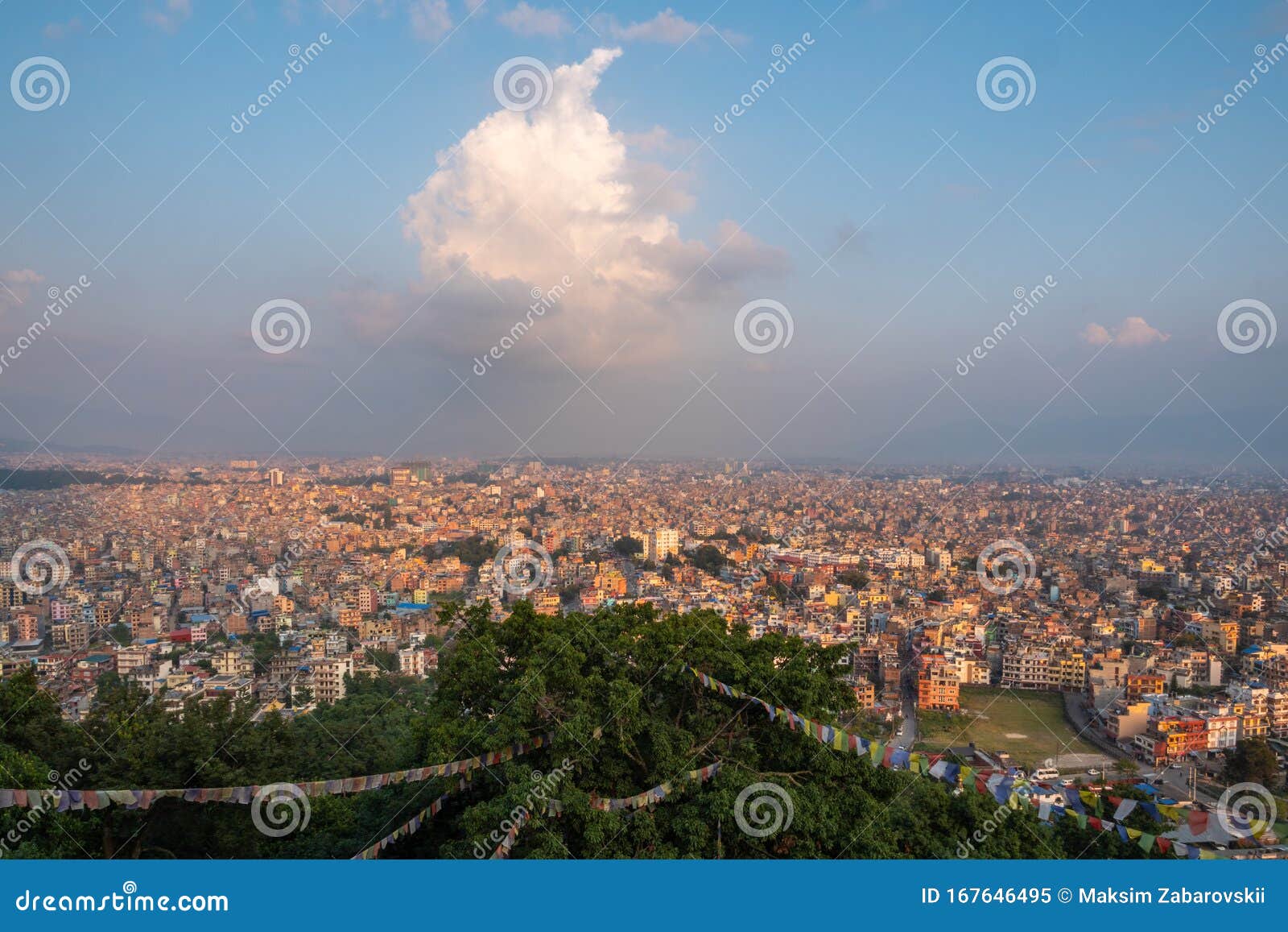 Kathmandu Panorama at Sunset. Nepal Stock Image Image of skyline