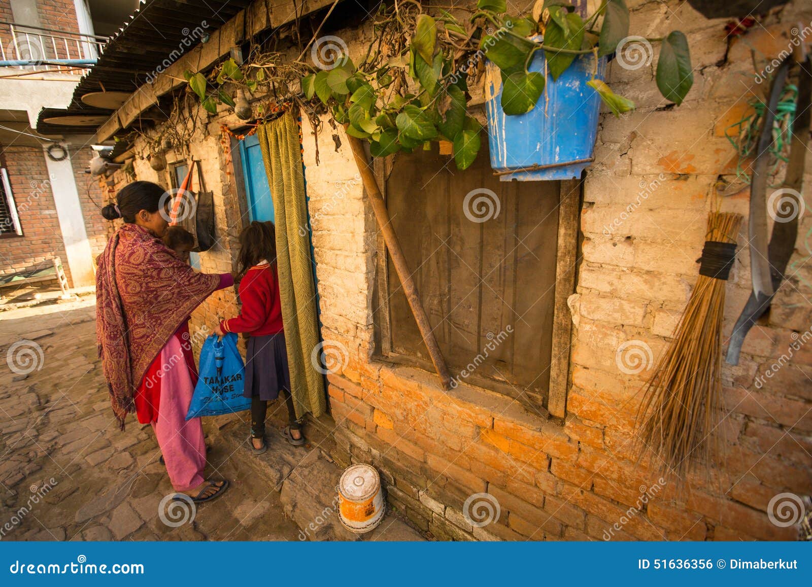 KATHMANDU, NEPAL - Local People Near Their Home in a Poor Area of the City. Editorial Photo - Image of dirt, beggar: 51636356