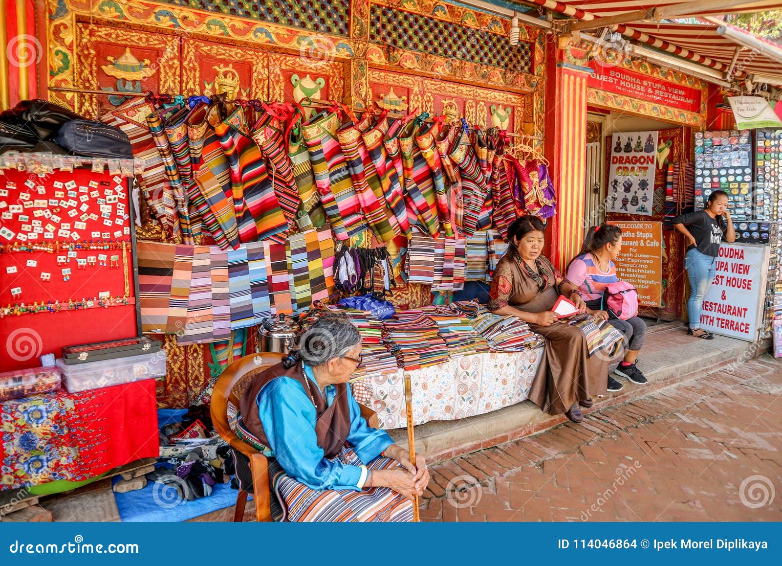 Kathmandu, Nepal - September 21, 2016: Street Vendors Selling