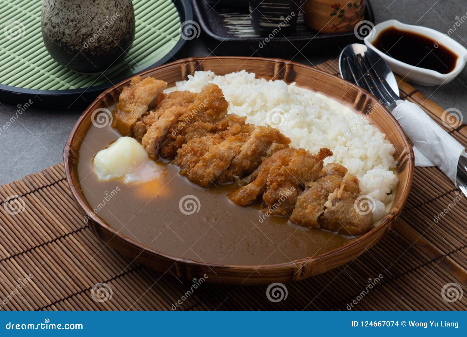 Katsu Curry; Curry Rice with Fried Pork Stock Photo Image of spicy