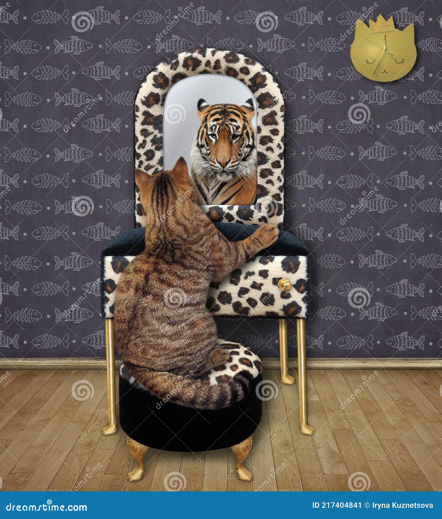 Kattenbeige Ziet Tijger In Spiegel Stock Afbeelding - Image Of Huisdier, Droom: 217404841