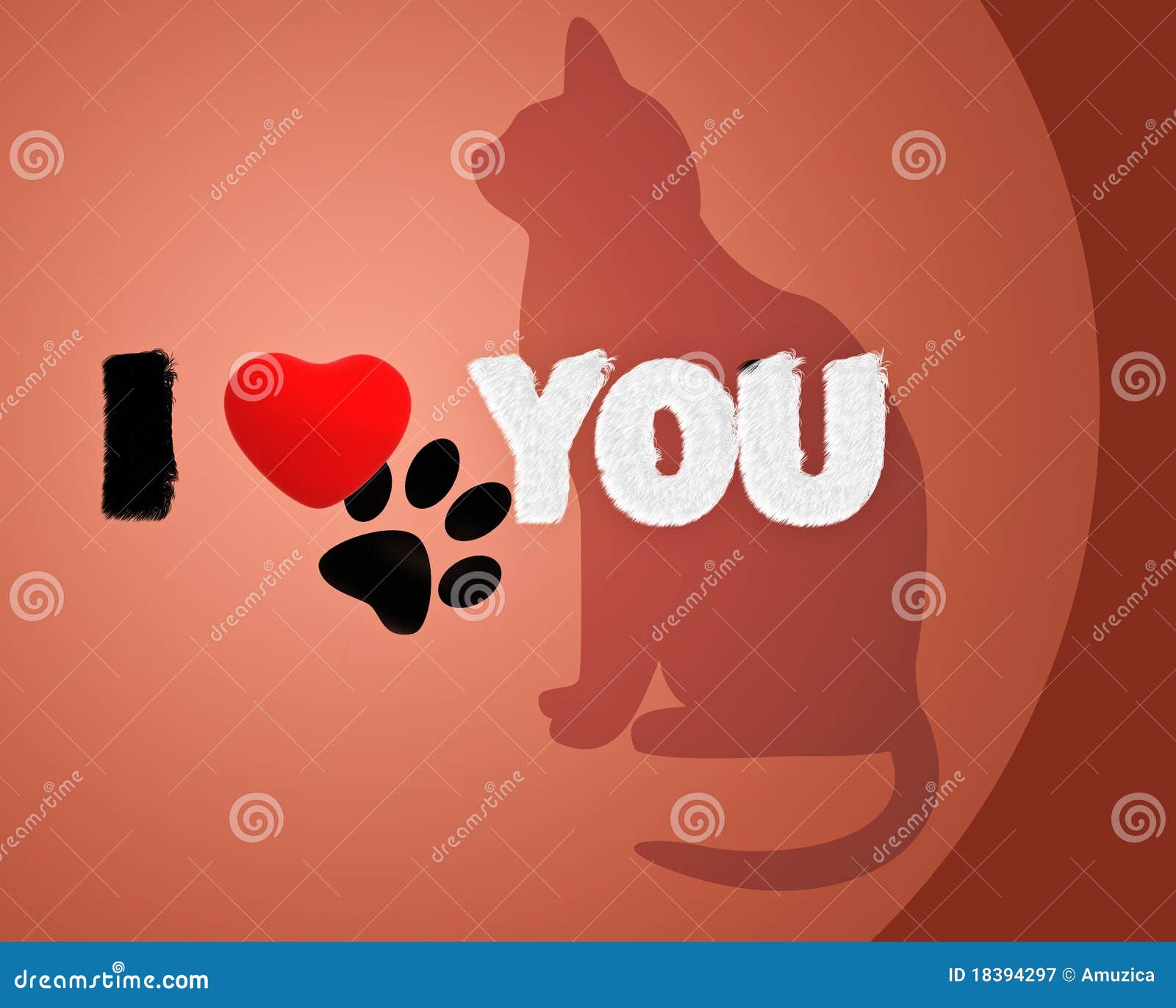 Katze Mit Phrase Ich Liebe Dich Stock Abbildung - Illustration von