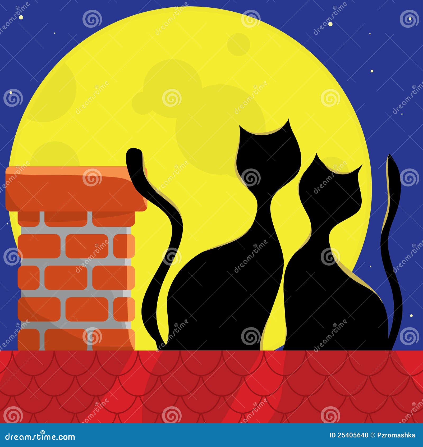 Katzen auf dem Dach vektor abbildung. Illustration von