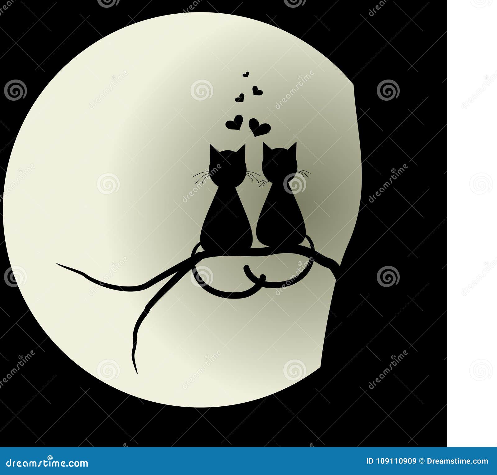 Katzen in der Liebe mit dem Mond geliebte Vektorillustrationskonzept