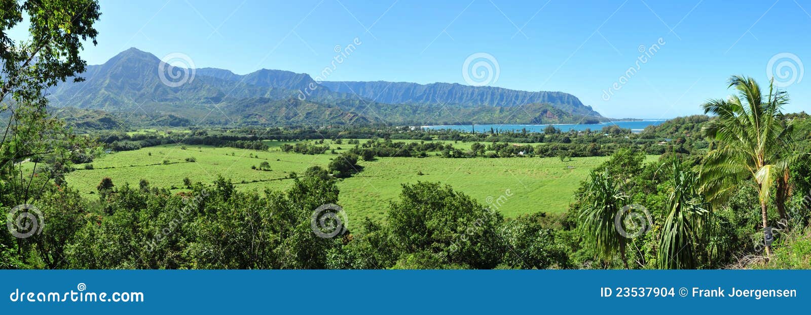 Kauai Hawaii Mountain and Bay at Hanalei Stock Photo Image of scenics