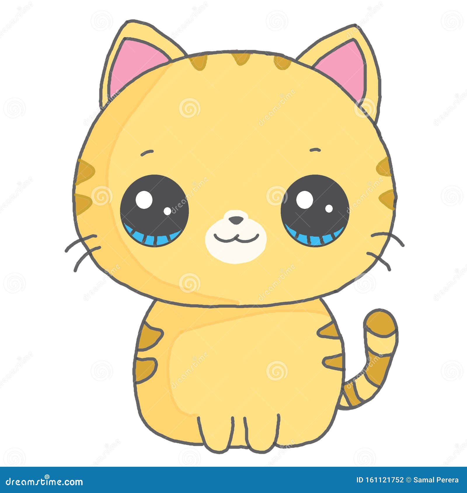 Kawai Simple Cute Playful Kitten Clip Art Stock Illustration - Illustration  of dinosaurs, dino: 161121752