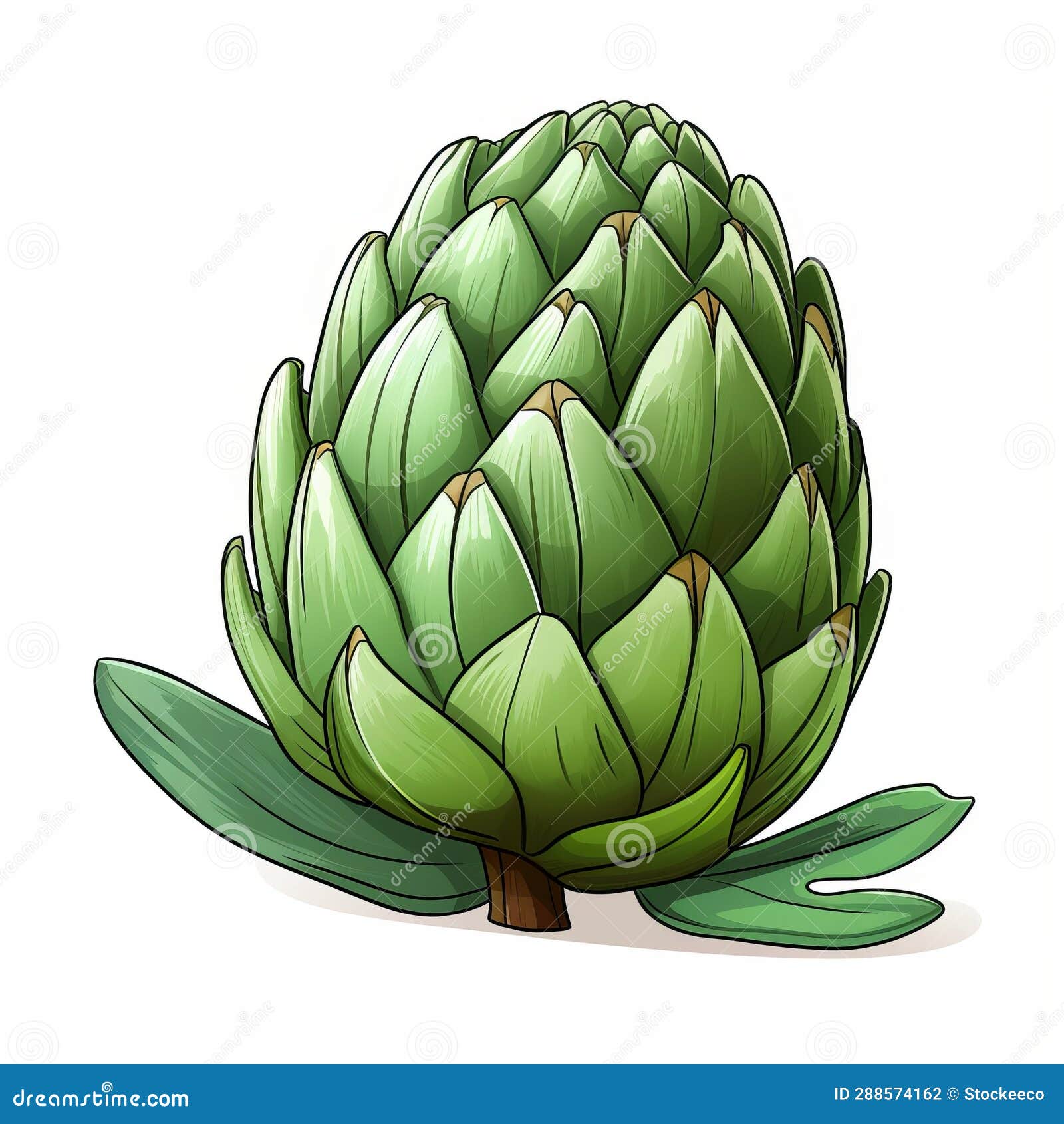 Kawaii Artichoke Drawing: Hand-drawn Cartoon Style Art for Sale Stock ...