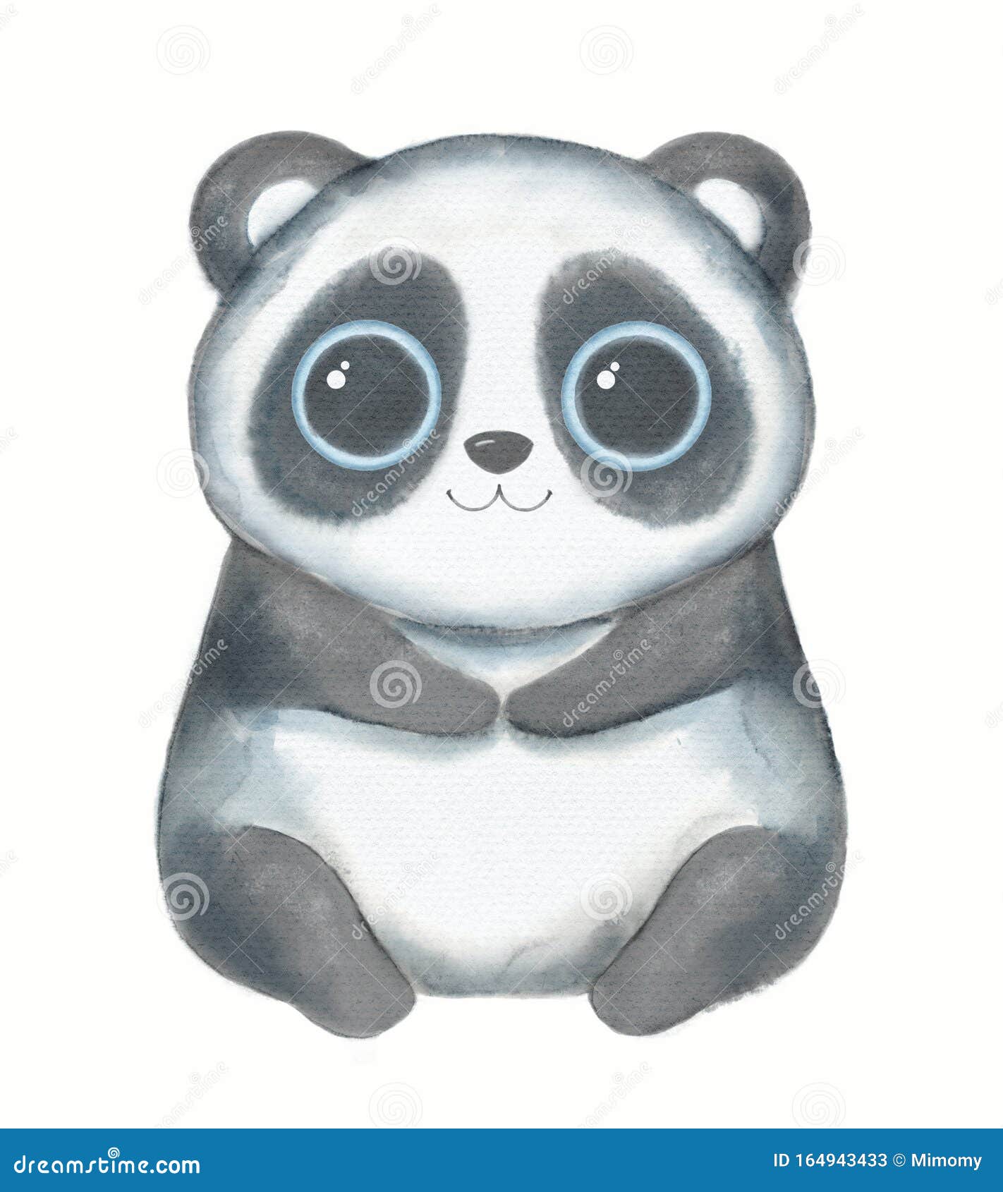 Watercolor Cartoon Kawaii Funny Panda Stock Illustration - Illustration of  hand, nature: 164943433