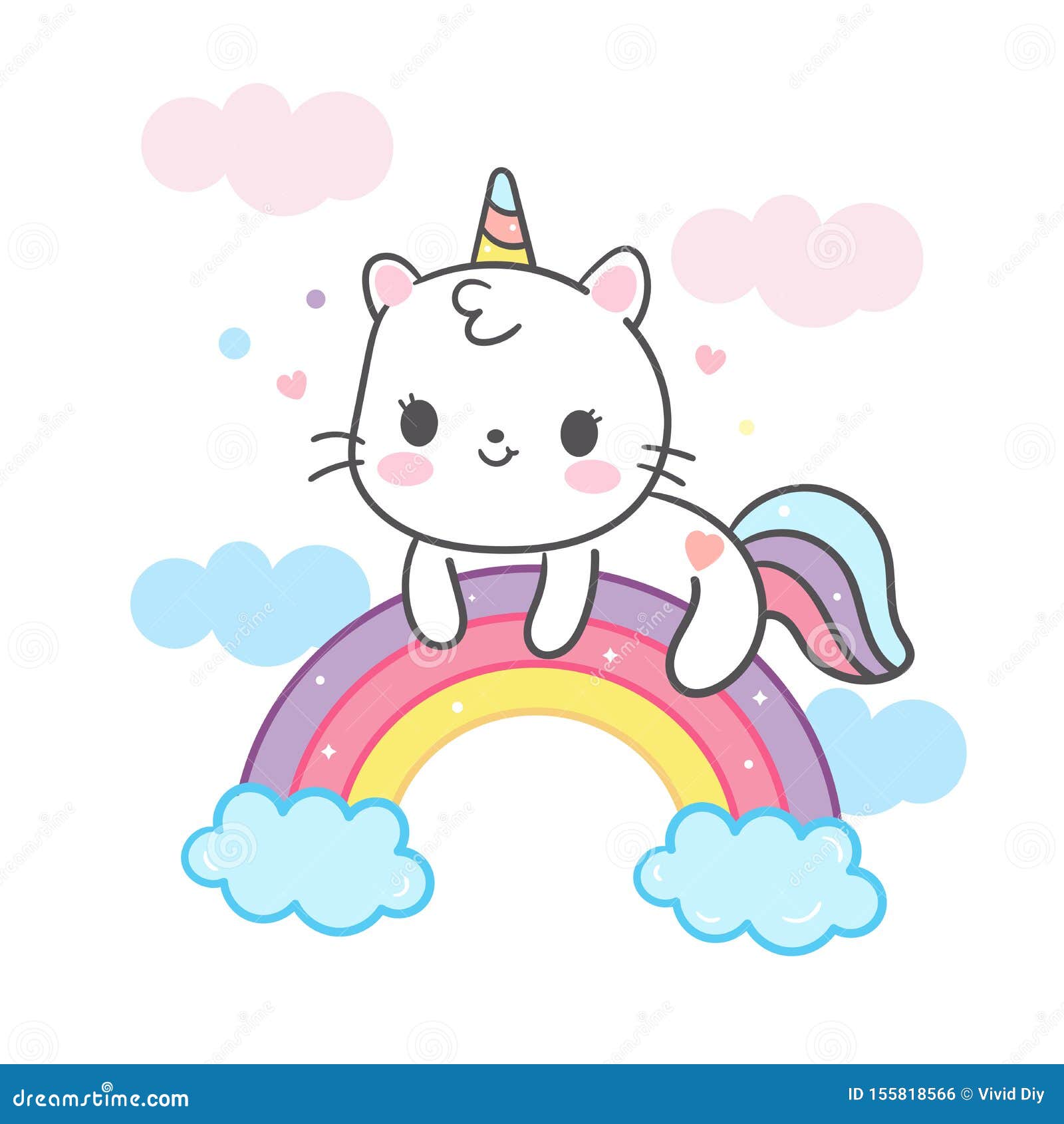 Cat unicorn icon cute funny fantasy animal Vector Image