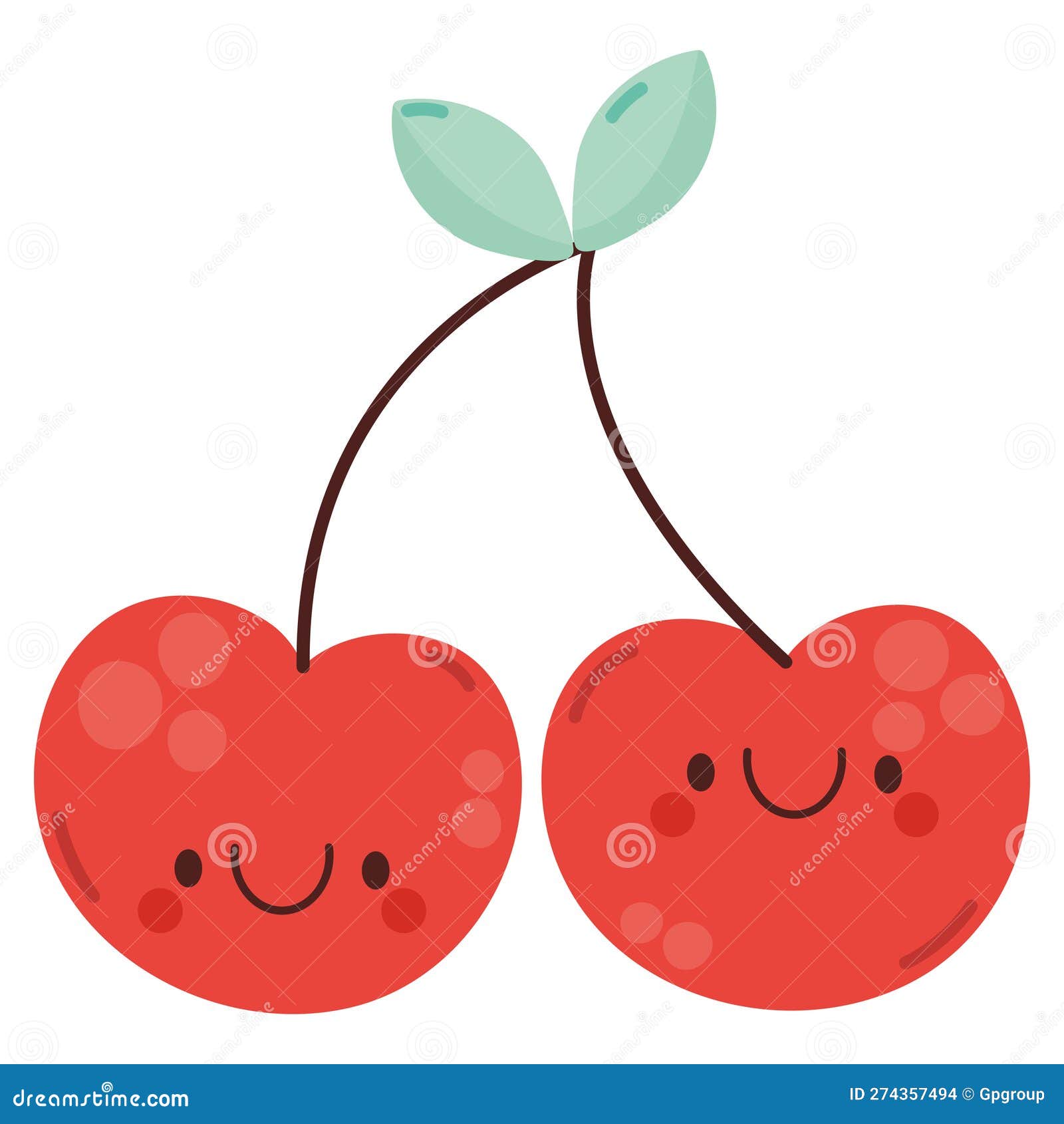Kawaii cherries design stock illustration. Illustration of dessert