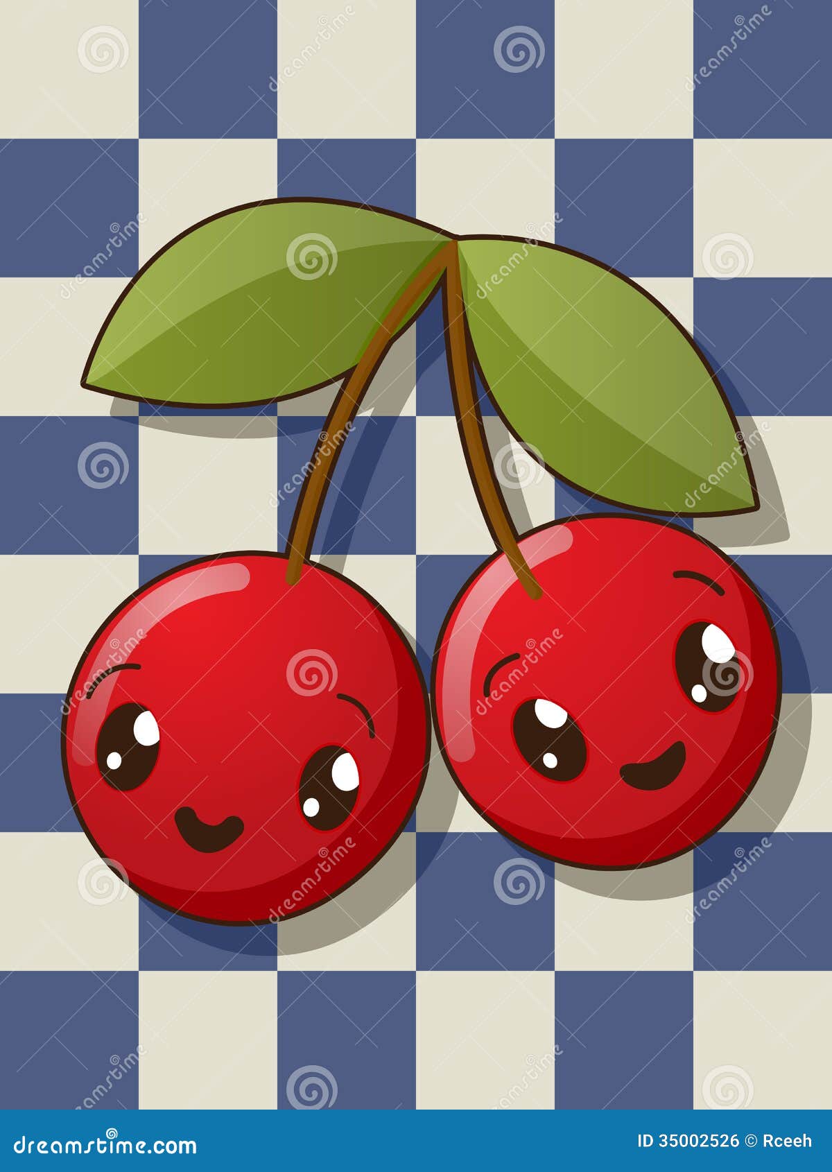 Kawaii cherry icons stock vector. Illustration of cute 35002526