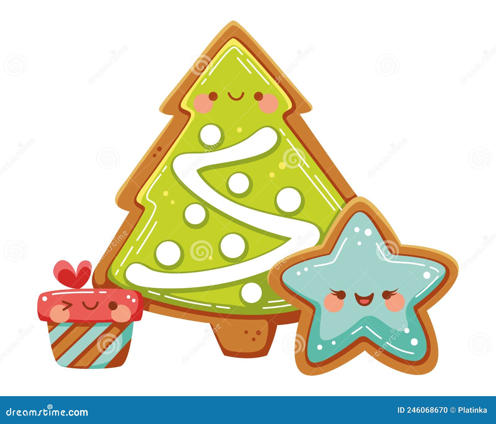 Kawaii Christmas Decorations Coloring Page For Kids. Cartoon Vector