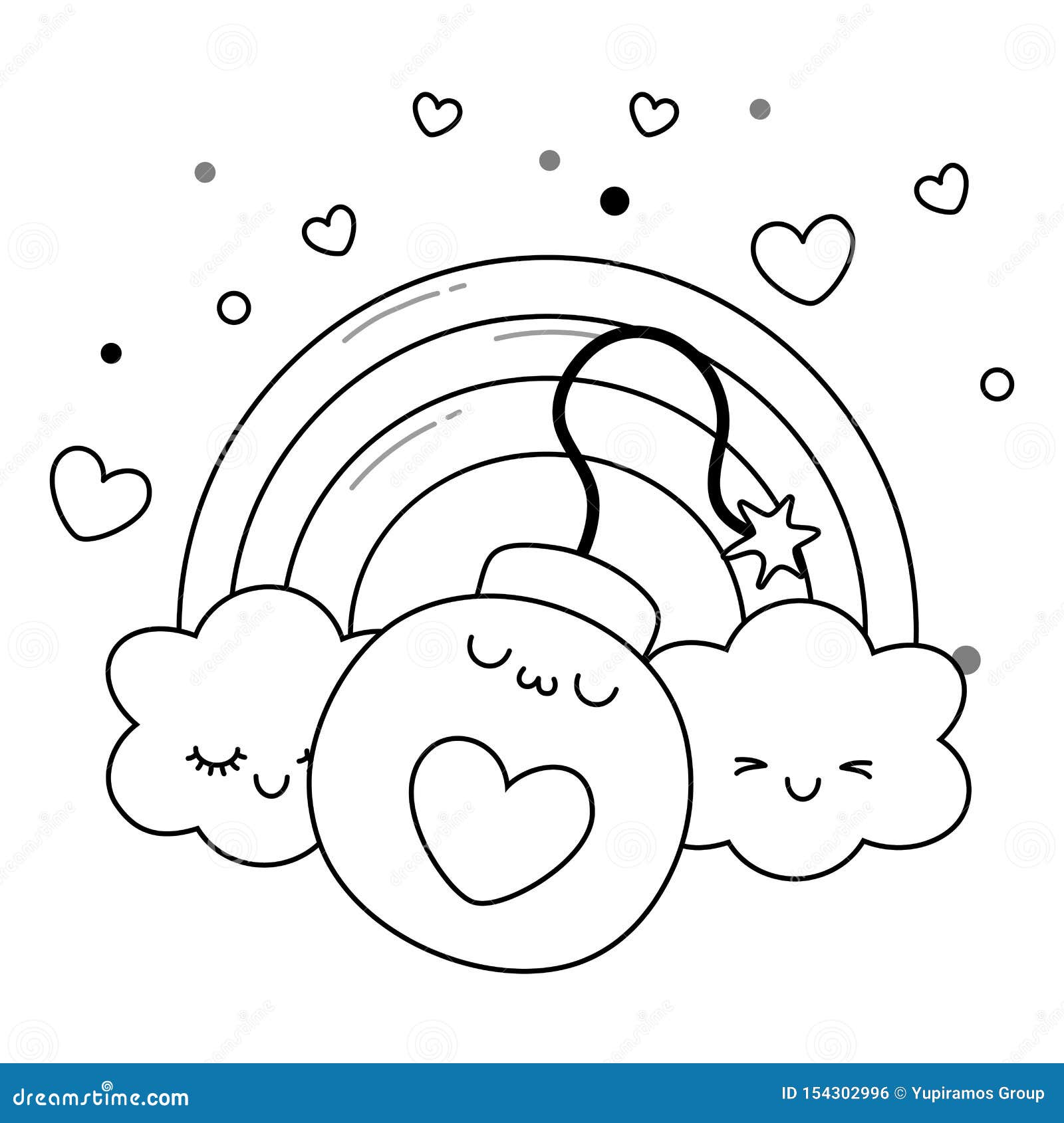 Kawaii of Clouds Cartoon Design Stock Vector - Illustration of emoticon