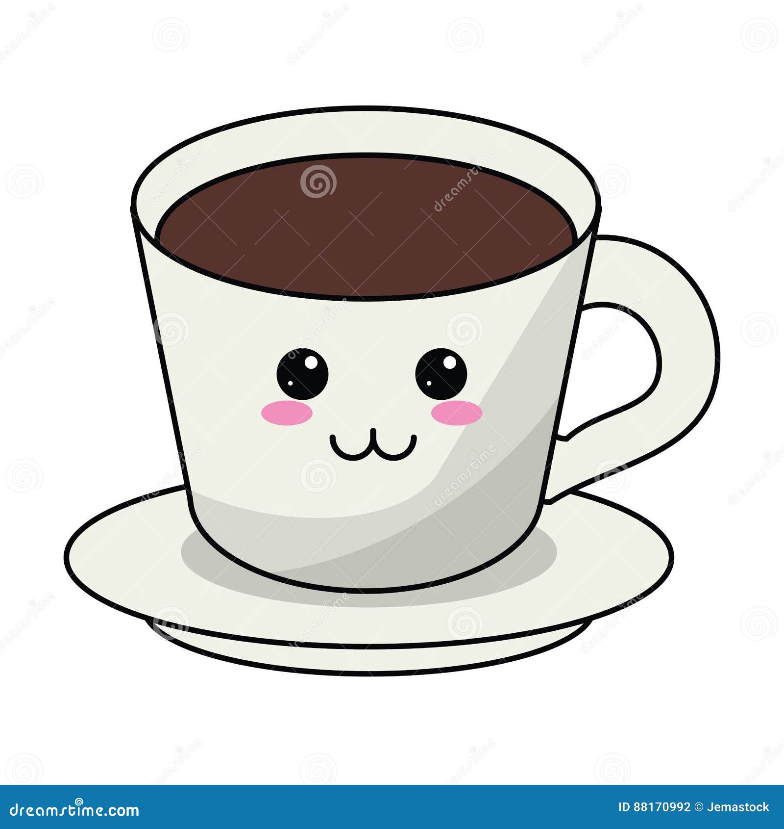Kawaii coffee cup plate stock illustration. Illustration of luxury