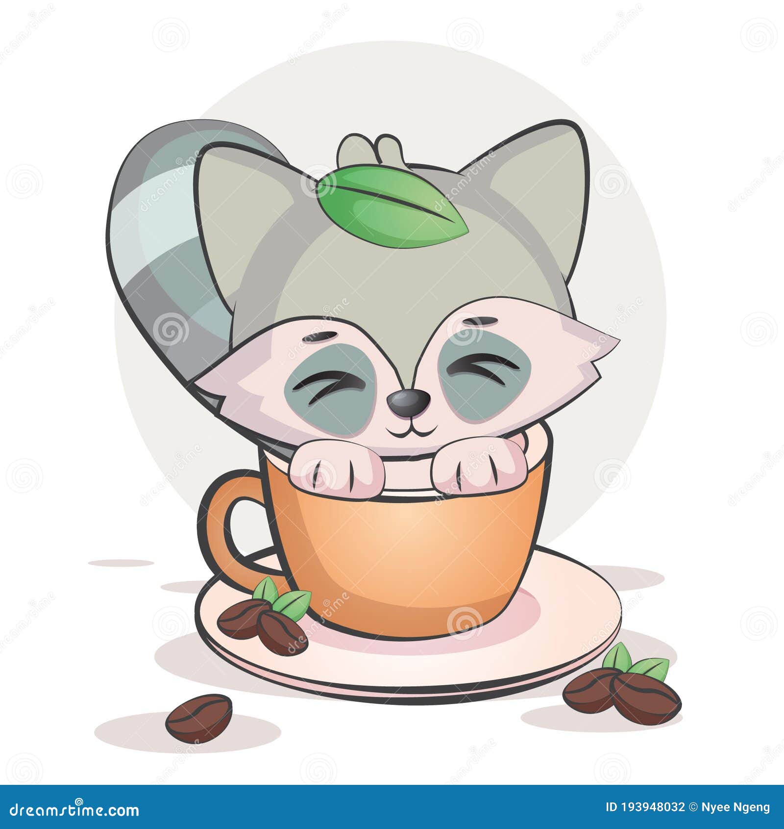 Kawaii Coffee Racoon or Cute Animal Drawing for Poster and Merchandising  Premium Vector, Character for Baby Shower Stock Vector - Illustration of  baby, funny: 193948032