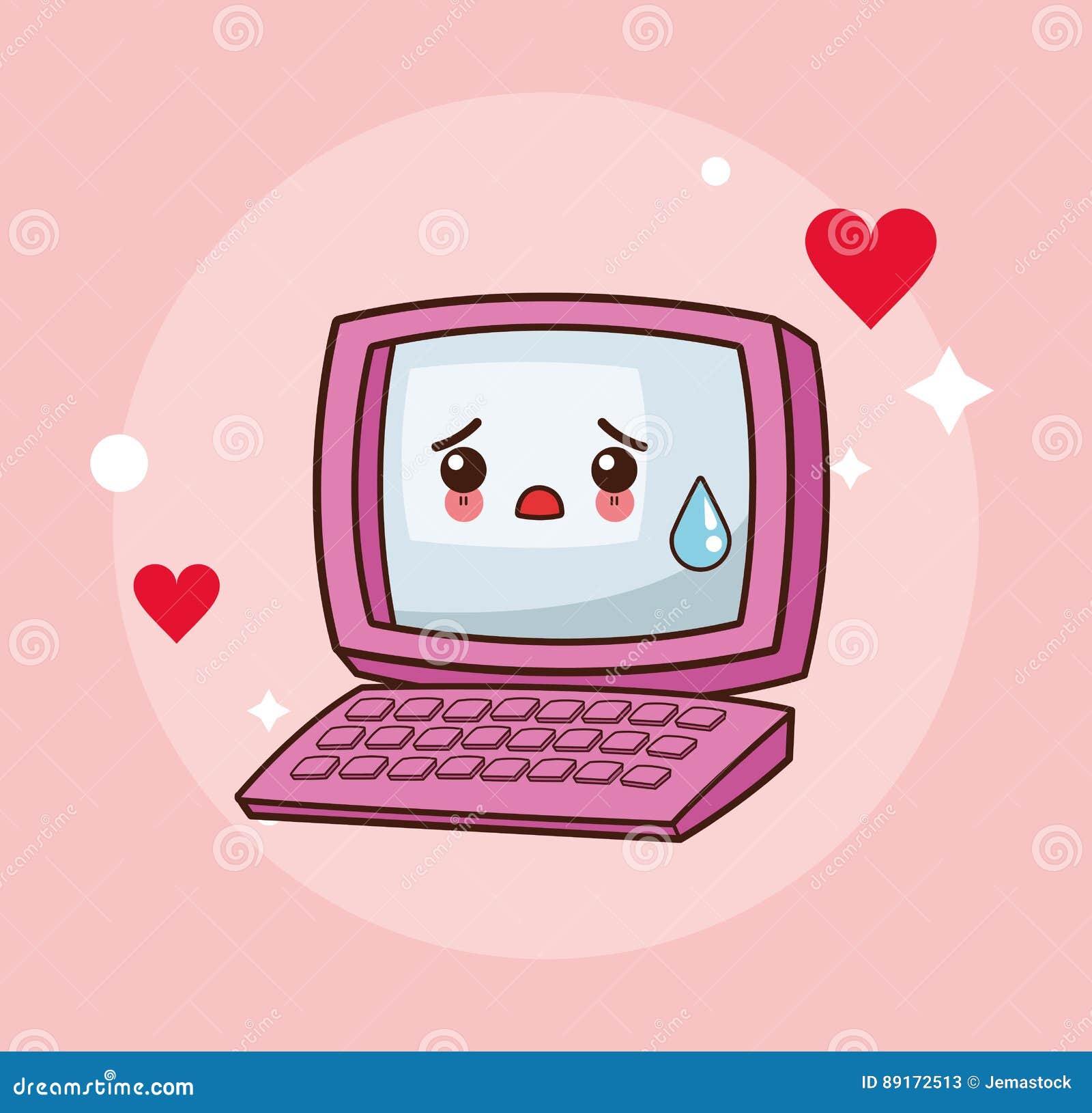 Kawaii computer cry image stock illustration. Illustration of adorable ...