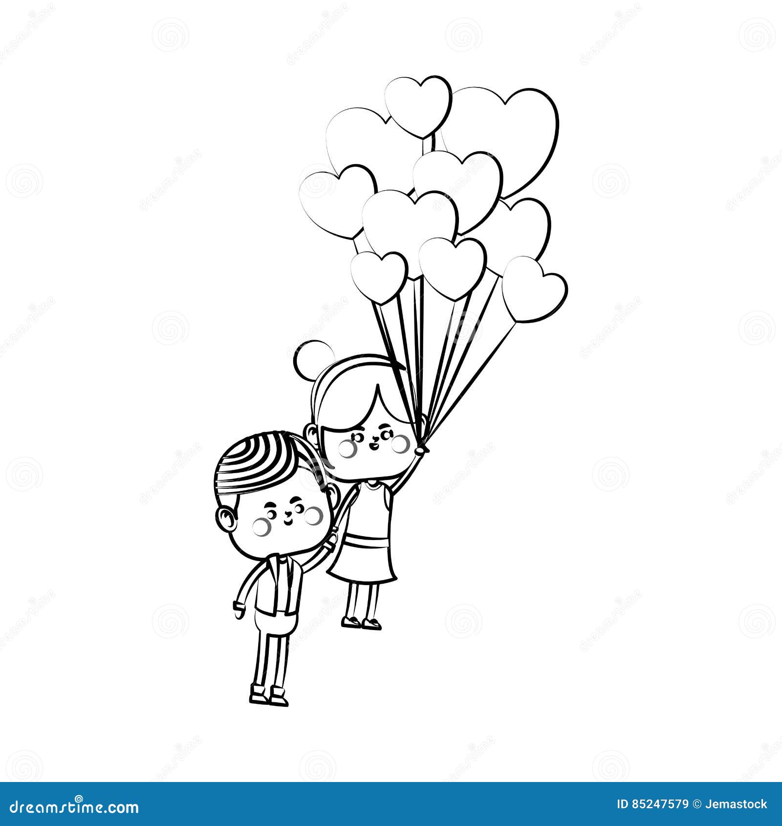 Kawaii Couple In Love Stock Vector Illustration Of Facial 85247579