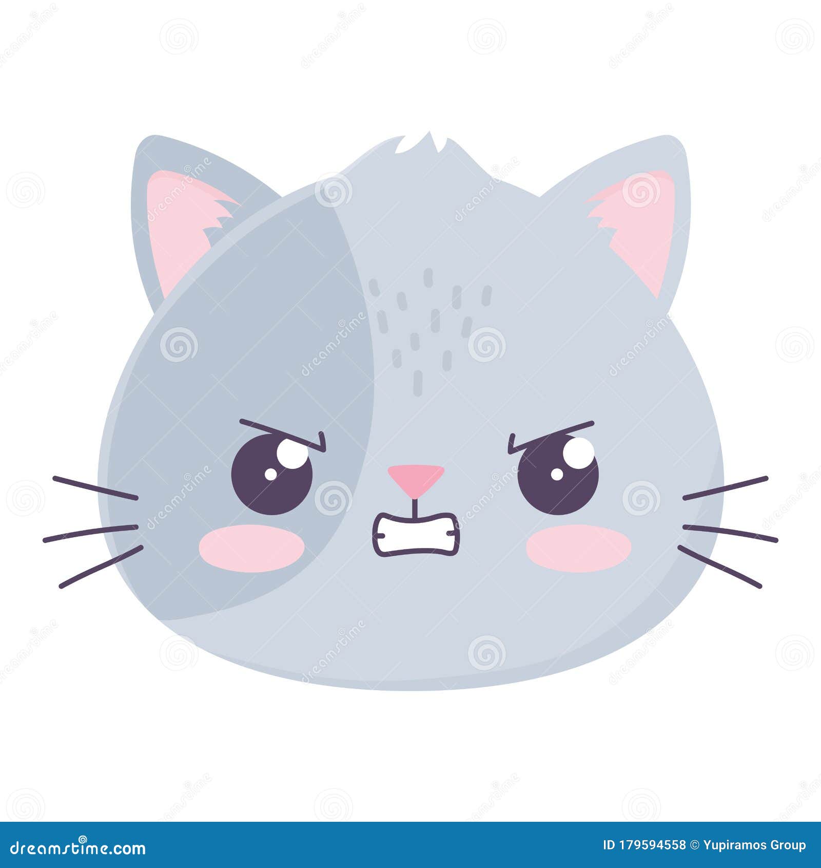 Set Of Cute Cartoon Cat Icons Isolated Stock Vector by