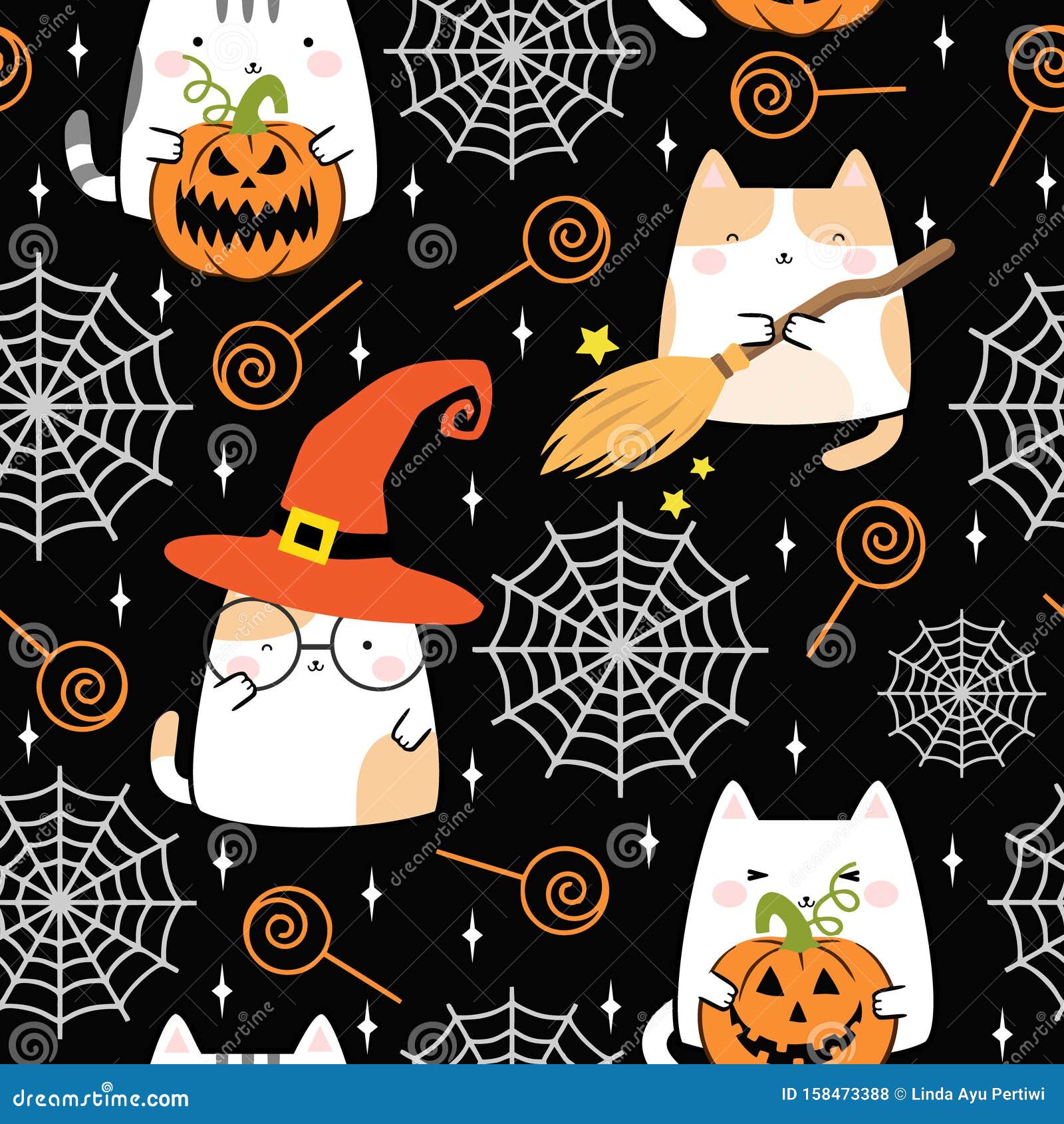 Kawaii Cute Cat Style for Halloween Stock Vector - Illustration of ...