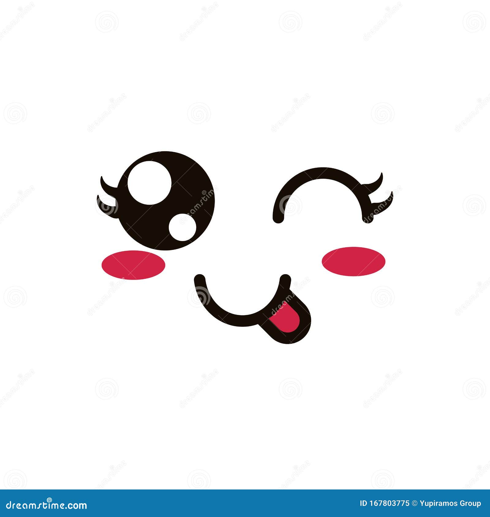 Kawaii Cute Face Expression Eyes And Mouth Wink Tongue Out Stock Vector Illustration Of 