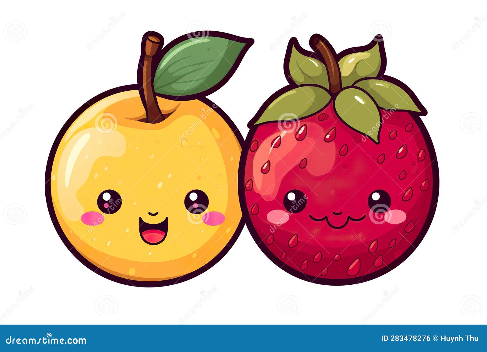 Kawaii Cute Fruits Sticker Image, in the Style of Kawaii Art, Meme