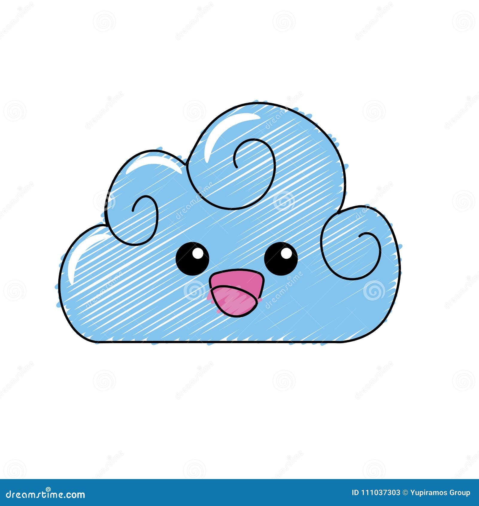 Download Kawaii Cute Happy Cloud Weather Stock Vector Illustration Of Mouth Tender 111037303