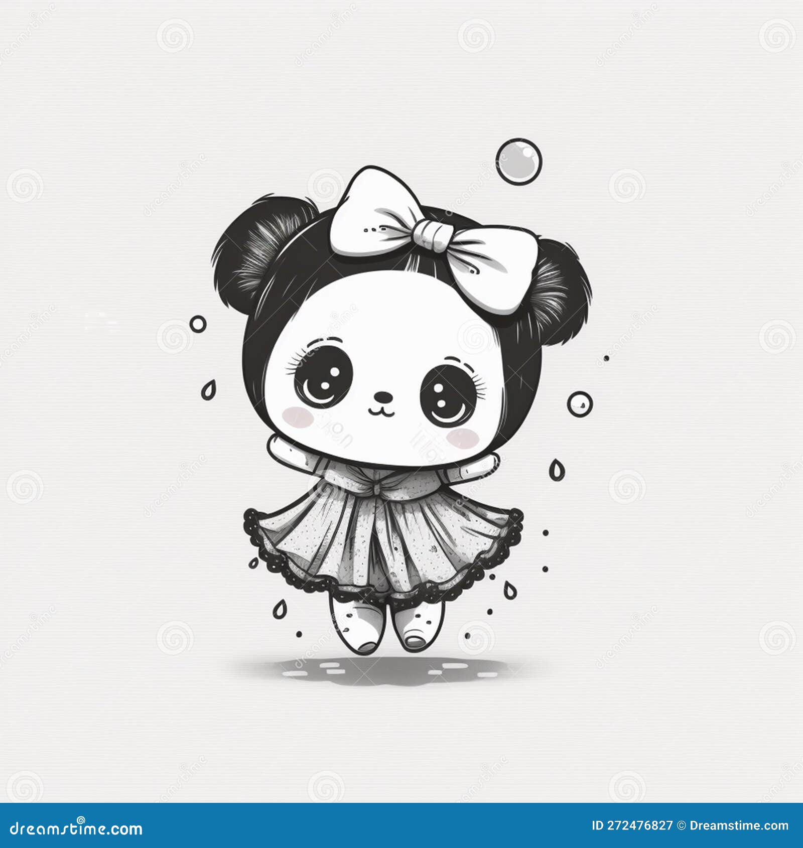 Kawaii Cute Panda Girl, Coloring Book Stock Image - Illustration of japan,  child: 272476827