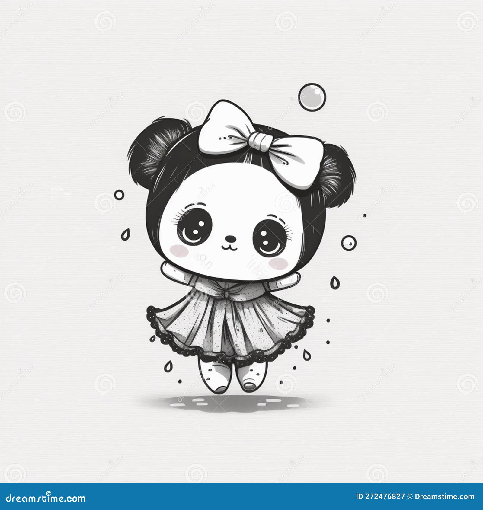 Cute panda cartoon hand drawn style Royalty Free Vector