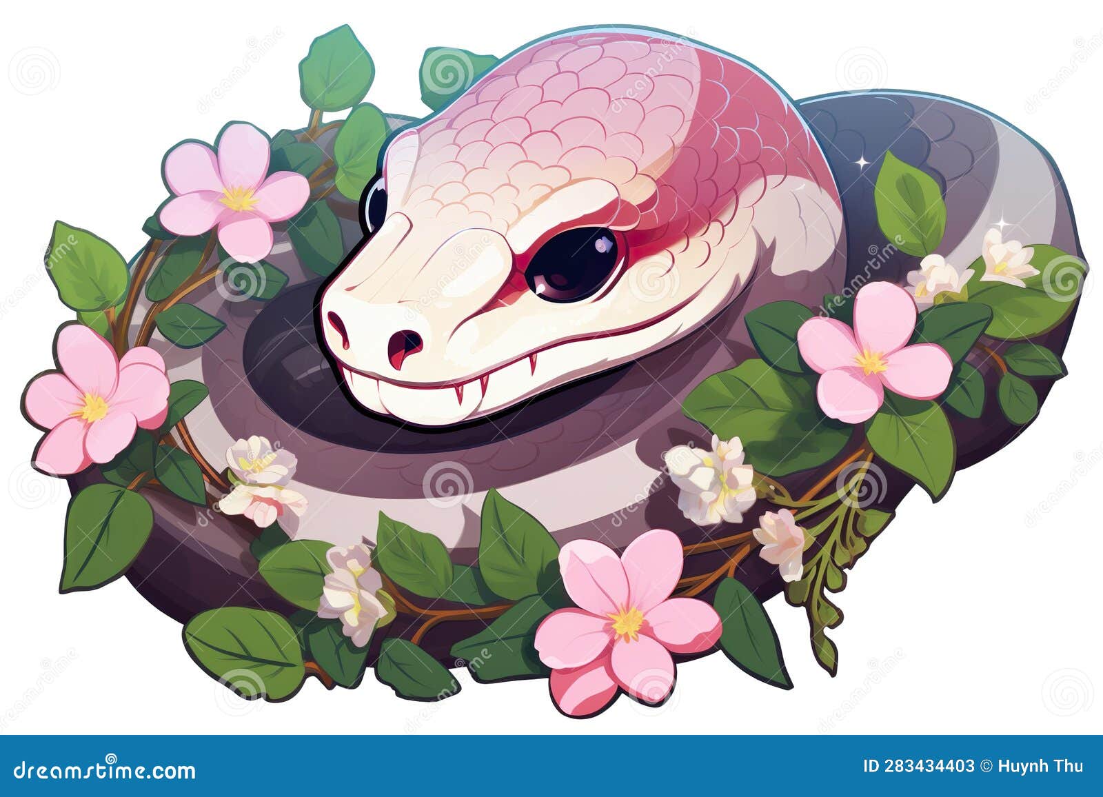 Kawaii Cute Snakes Sticker Image, in the Style of Kawaii Art Stock ...