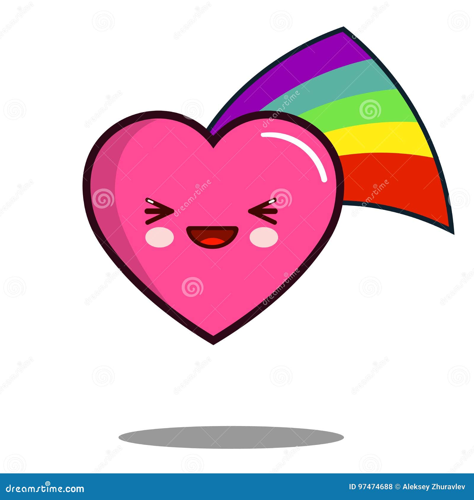 Kawaii Del Icono Del Personaje De Dibujos Animados Del Corazón Con Vector  Plano Del Diseño Del Arco Iris Ilustración del Vector - Ilustración de  feliz, rojo: 97474688