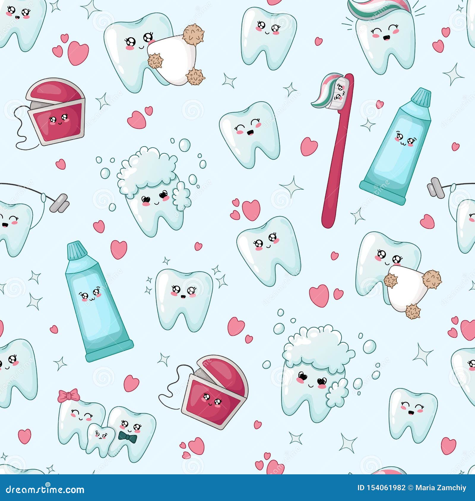 Kawaii dental care stock vector. Illustration of colorful - 154061982