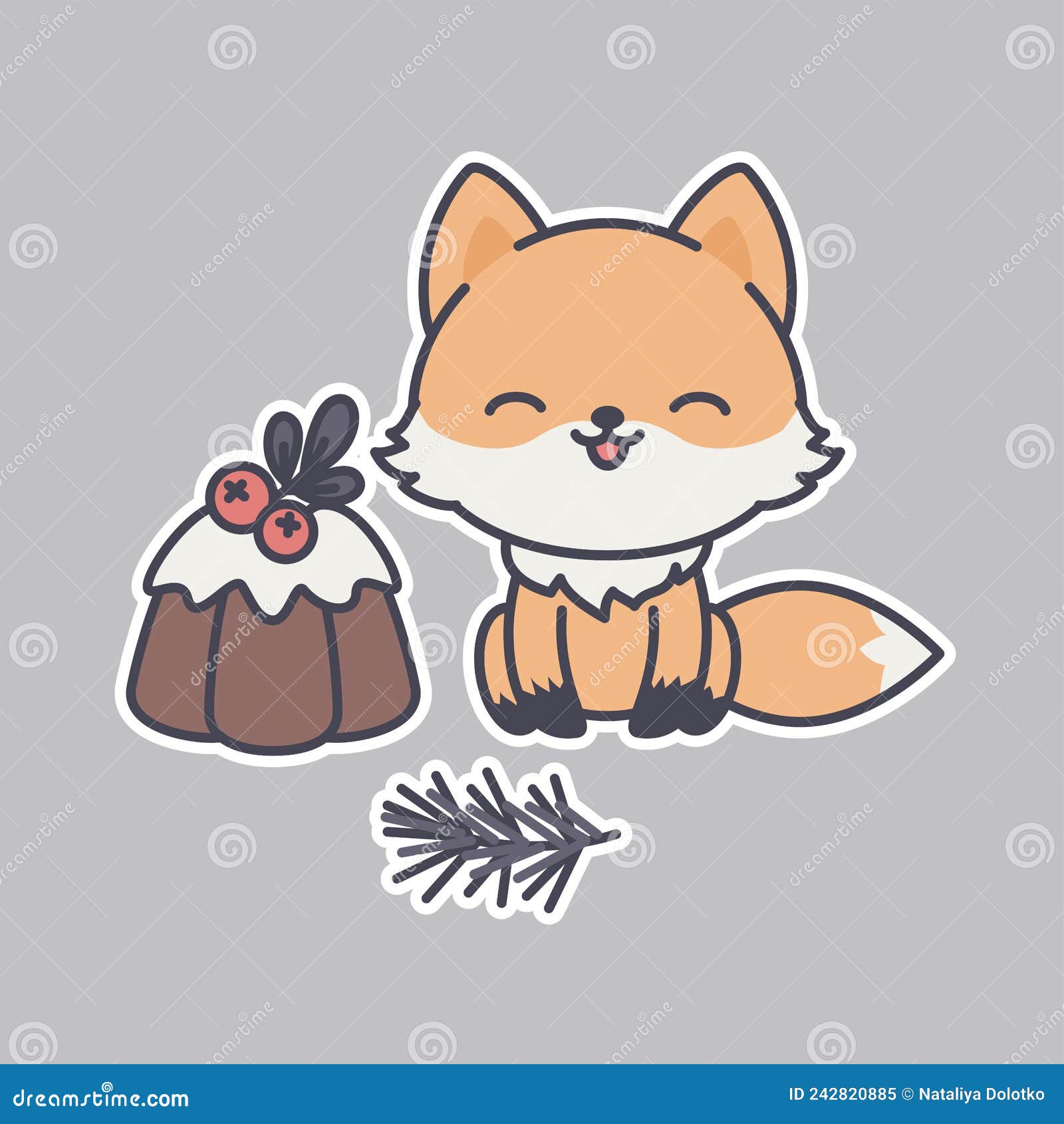 Cute and little fox with gift Royalty Free Vector Image