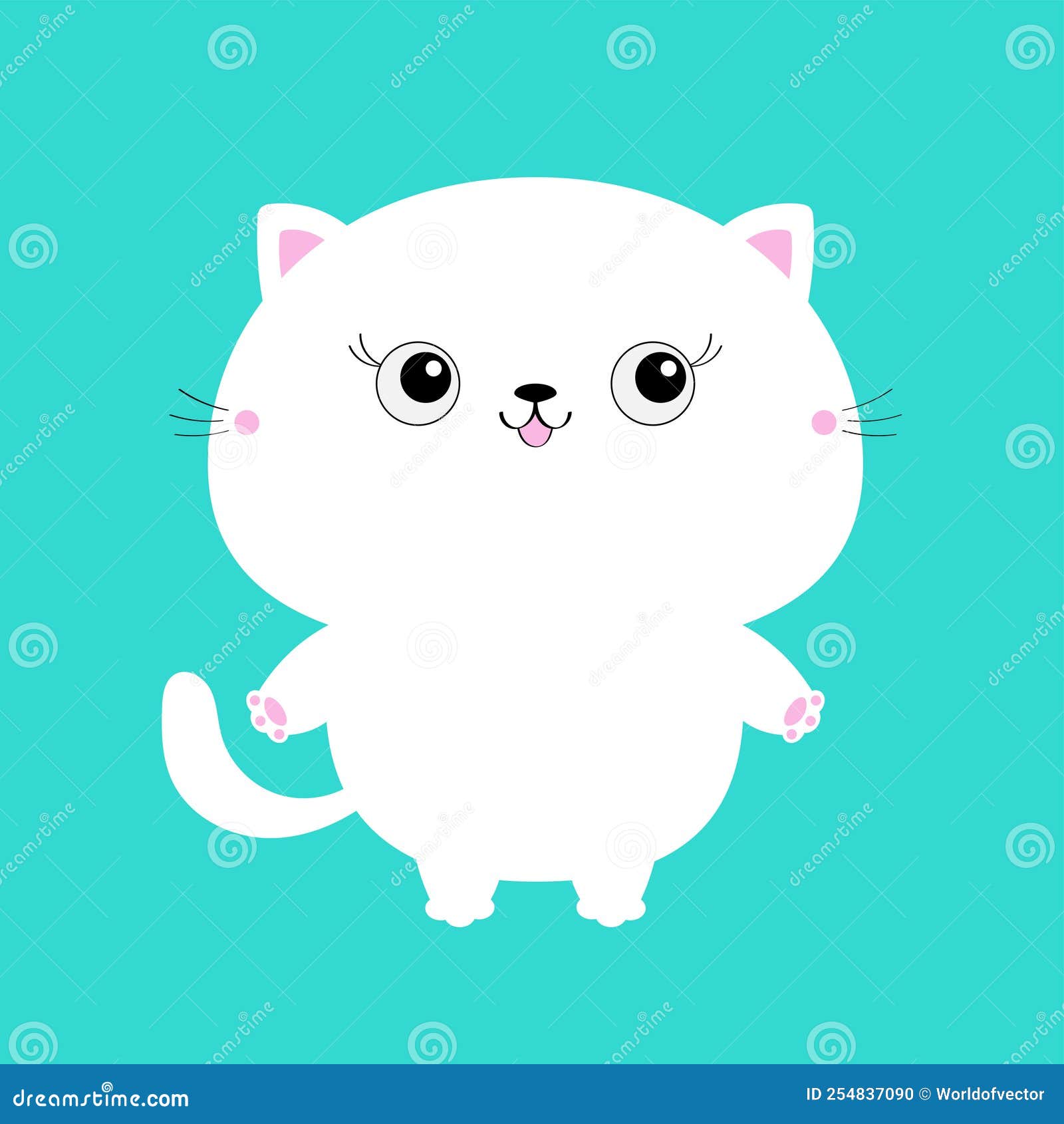 ilustração em vetor gato kawaii fofo de gatinho feliz dos desenhos