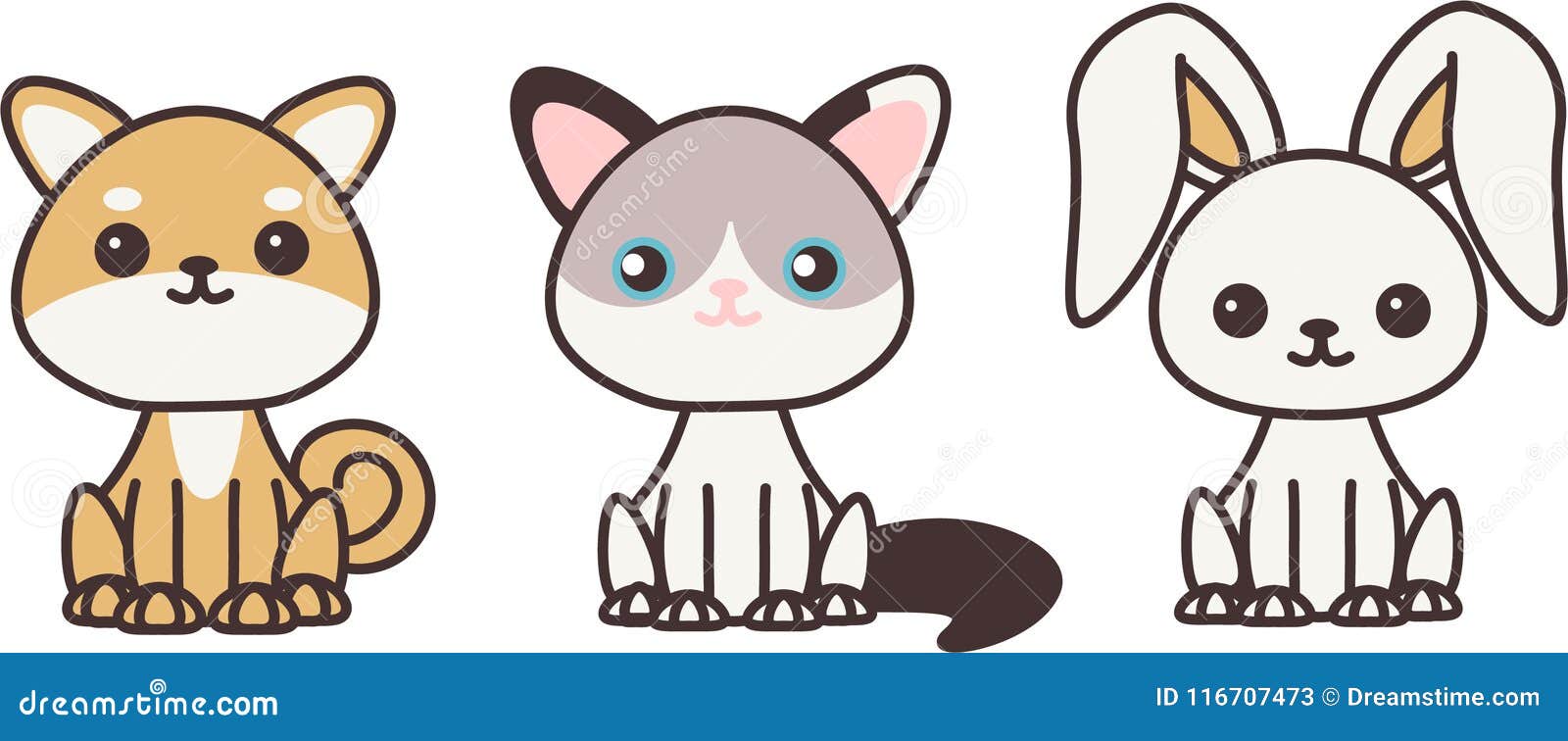 Kawaii Haustiere Stock Abbildung Illustration Von Schen