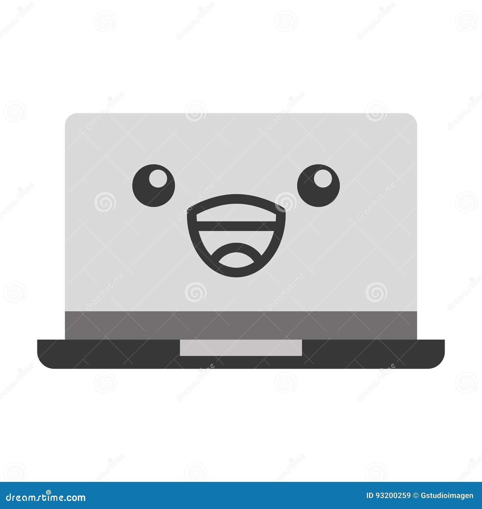 Kawaii laptop cartoon stock vector. Illustration of business - 93200259