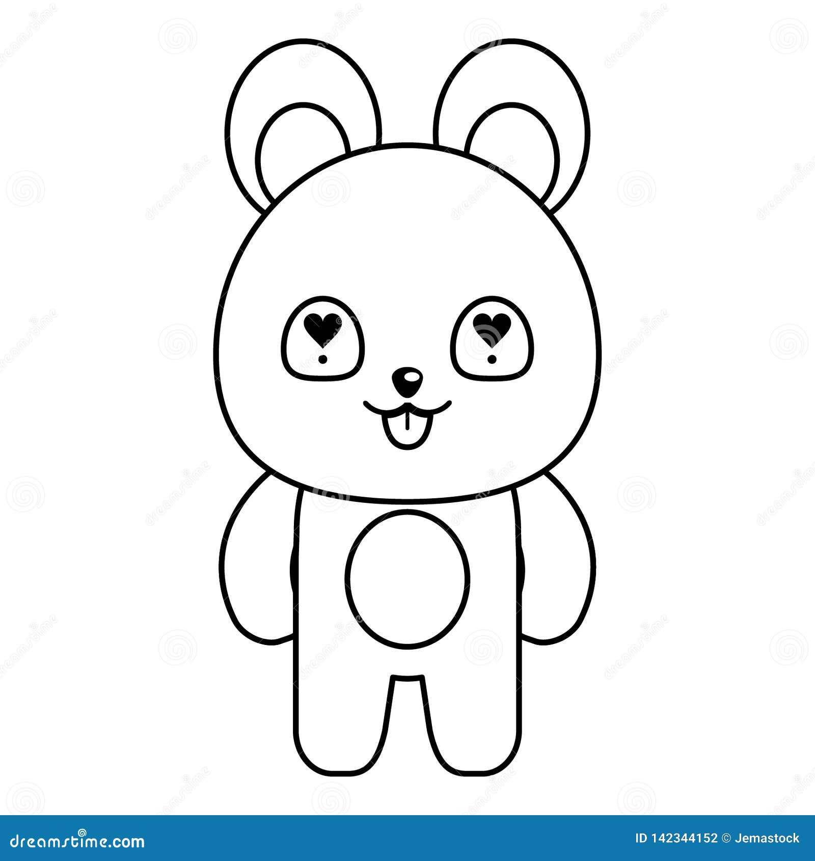 Download Kawaii Rabbit Cartoon In Black And White Stock Vector ...