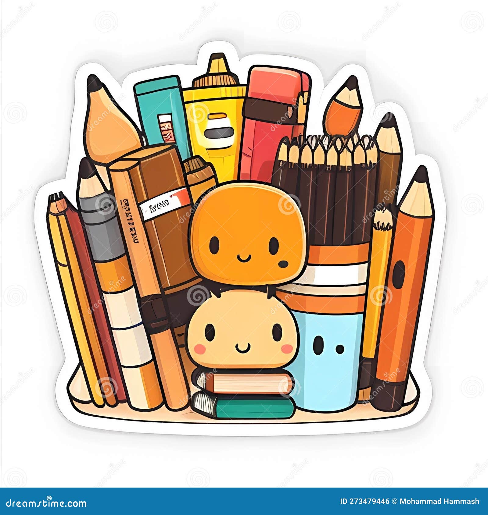 Various Kawaii Cute Stationery Set School Supplies Illustration Stock  Vector - Illustration of machine, concept: 213972969