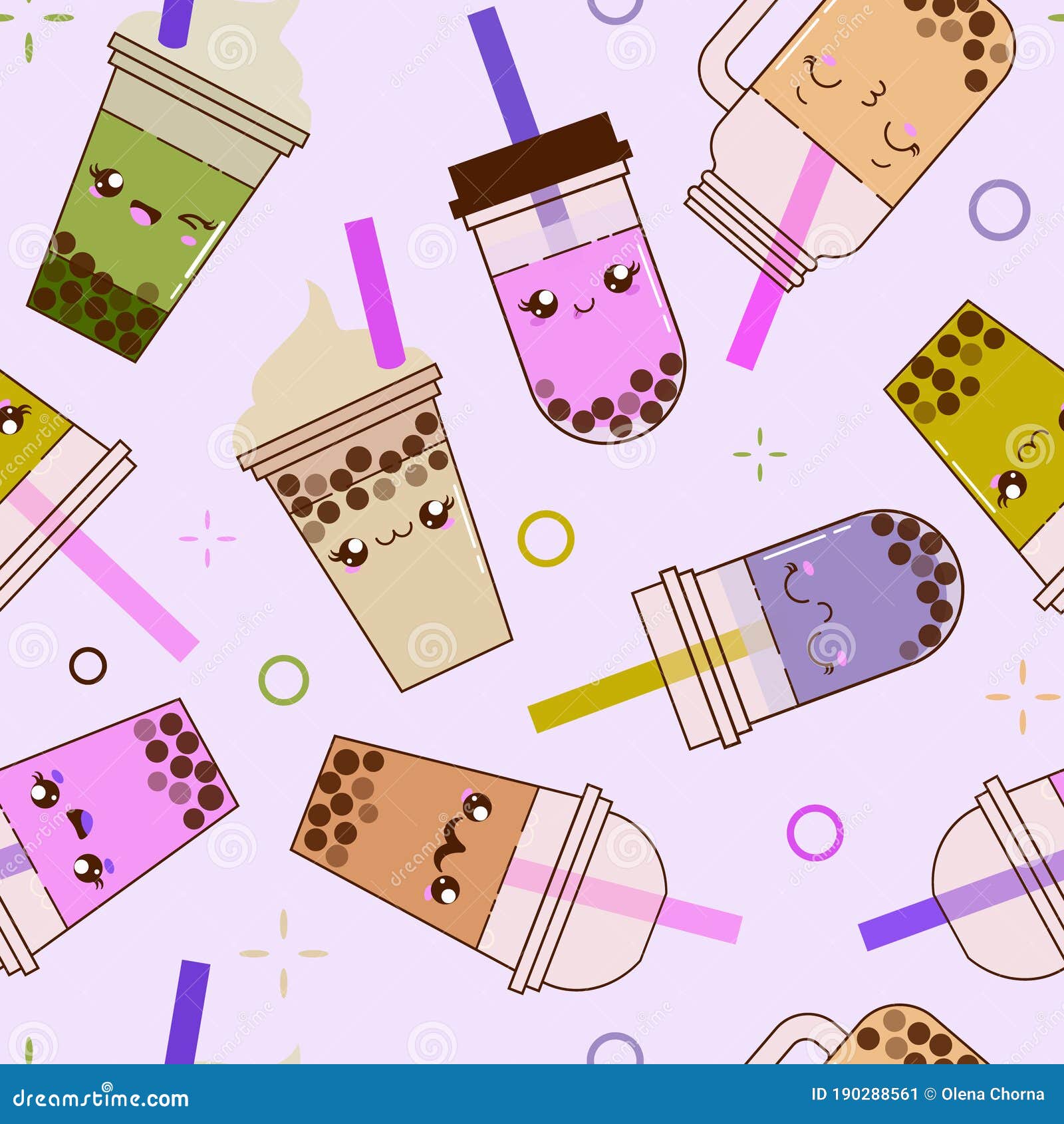 White kawaii border cups seamless pattern print Vector Image