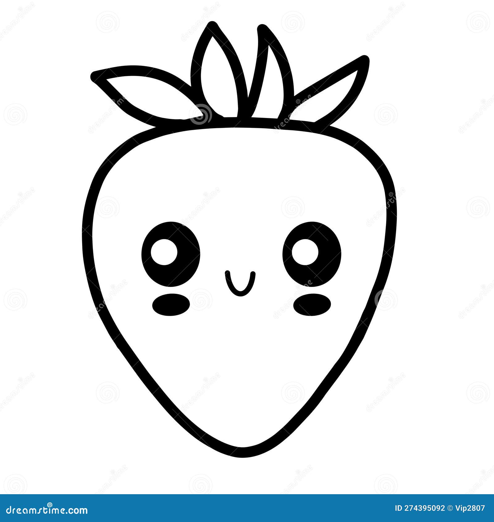 Kawaii Strawberry Vector Linear Illustration Stock Vector