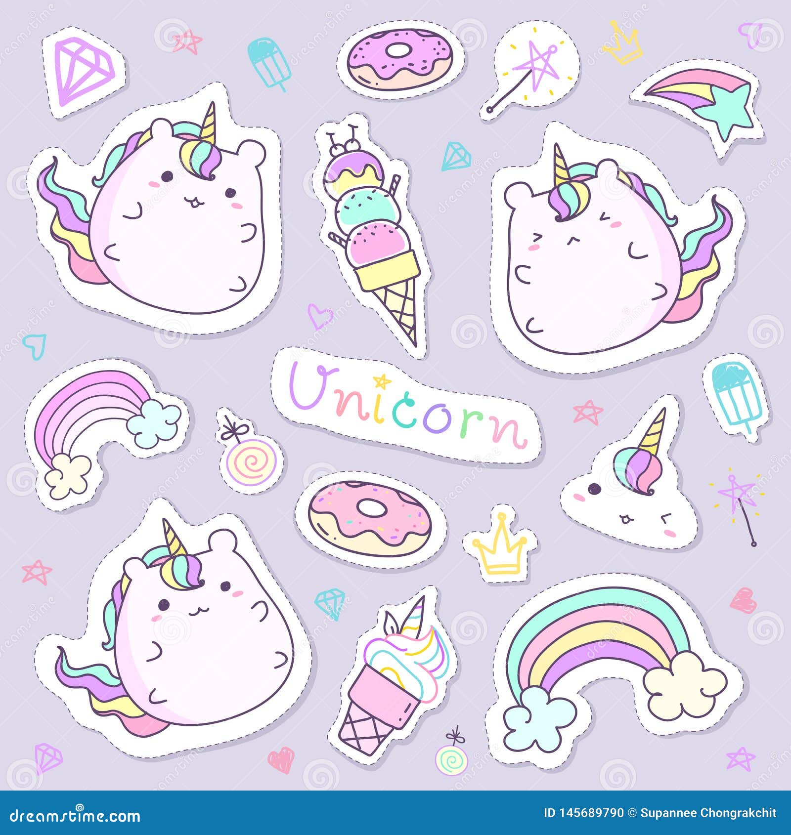 Unicorn Clip Art Set 1 Cute Pink Unicorn Sticker Colorful 