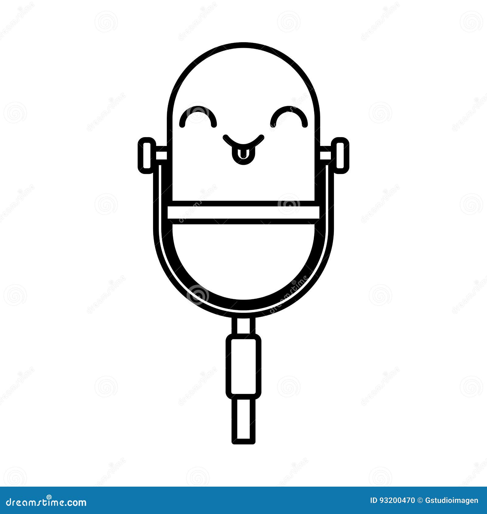 Kawaii Vintage Microphone Cartoon Stock Vector Illustration of tongue