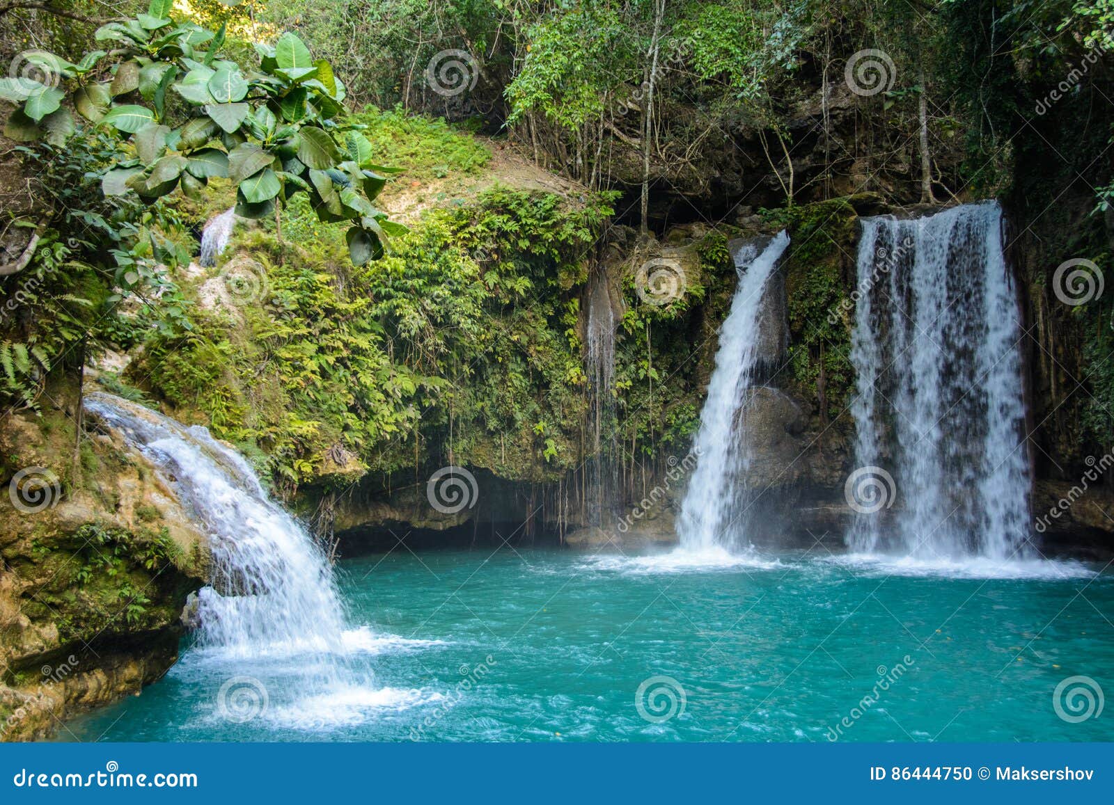 Kawasan Falls On Cebu Island In Philippines Stock Photo Image Of Fall Background