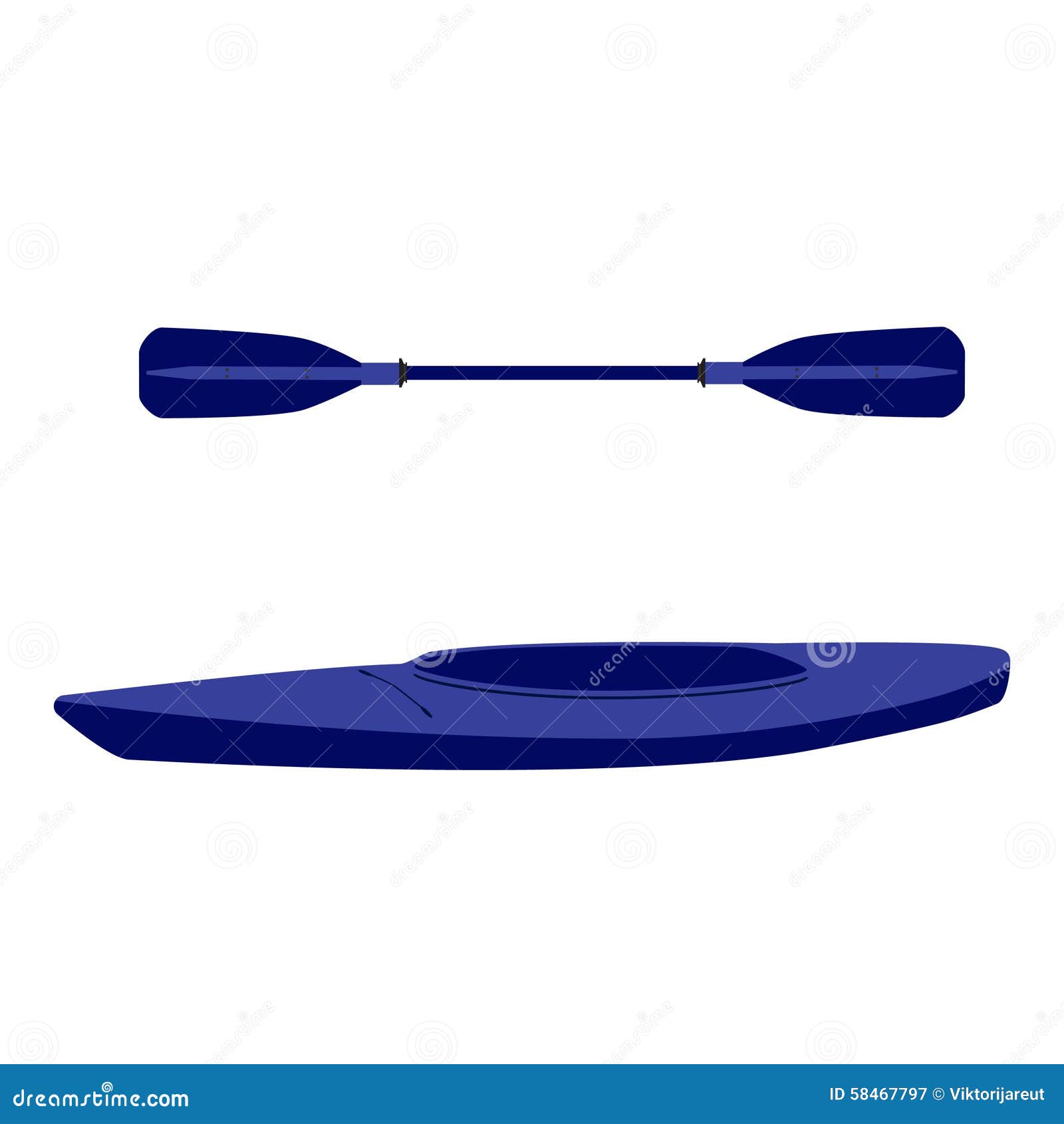 Kayak Boat And Oar Stock Vector - Image: 58467797