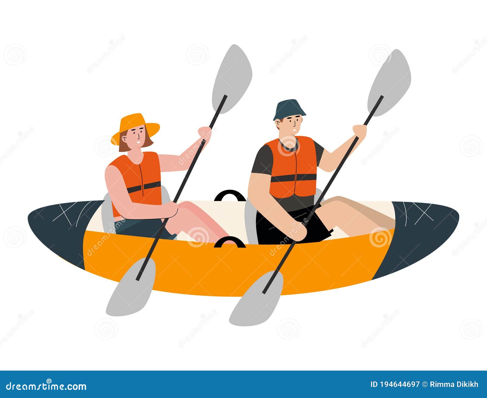 Oficial Soportar esquema Kayak De Mar O De Río Inflable Con Hombres Y Mujeres Ilustración del Vector  - Ilustración de ocio, resaca: 194644697