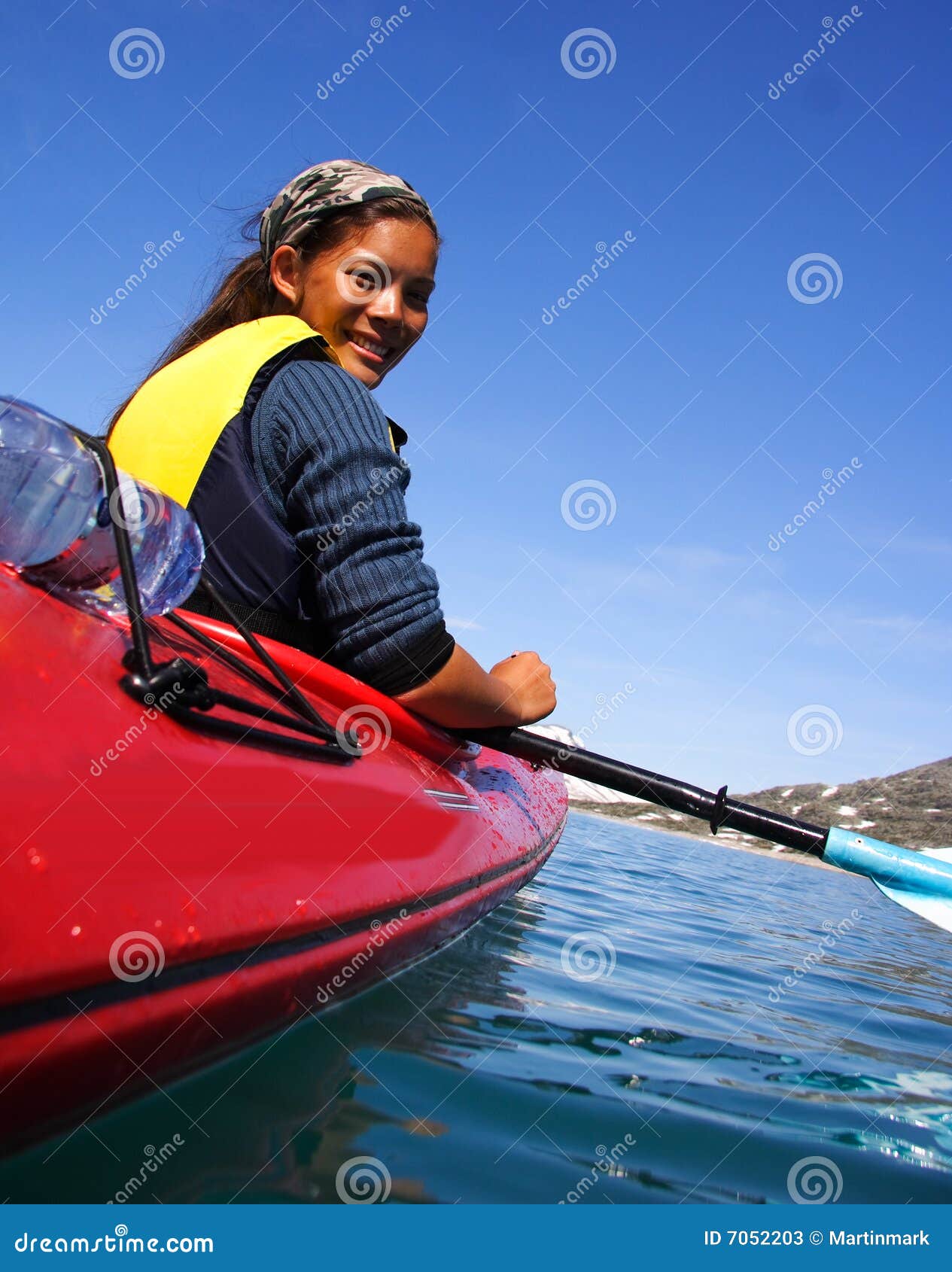 Kayak girl stock image. Image of norway, jostedal, mutliracial 7052203