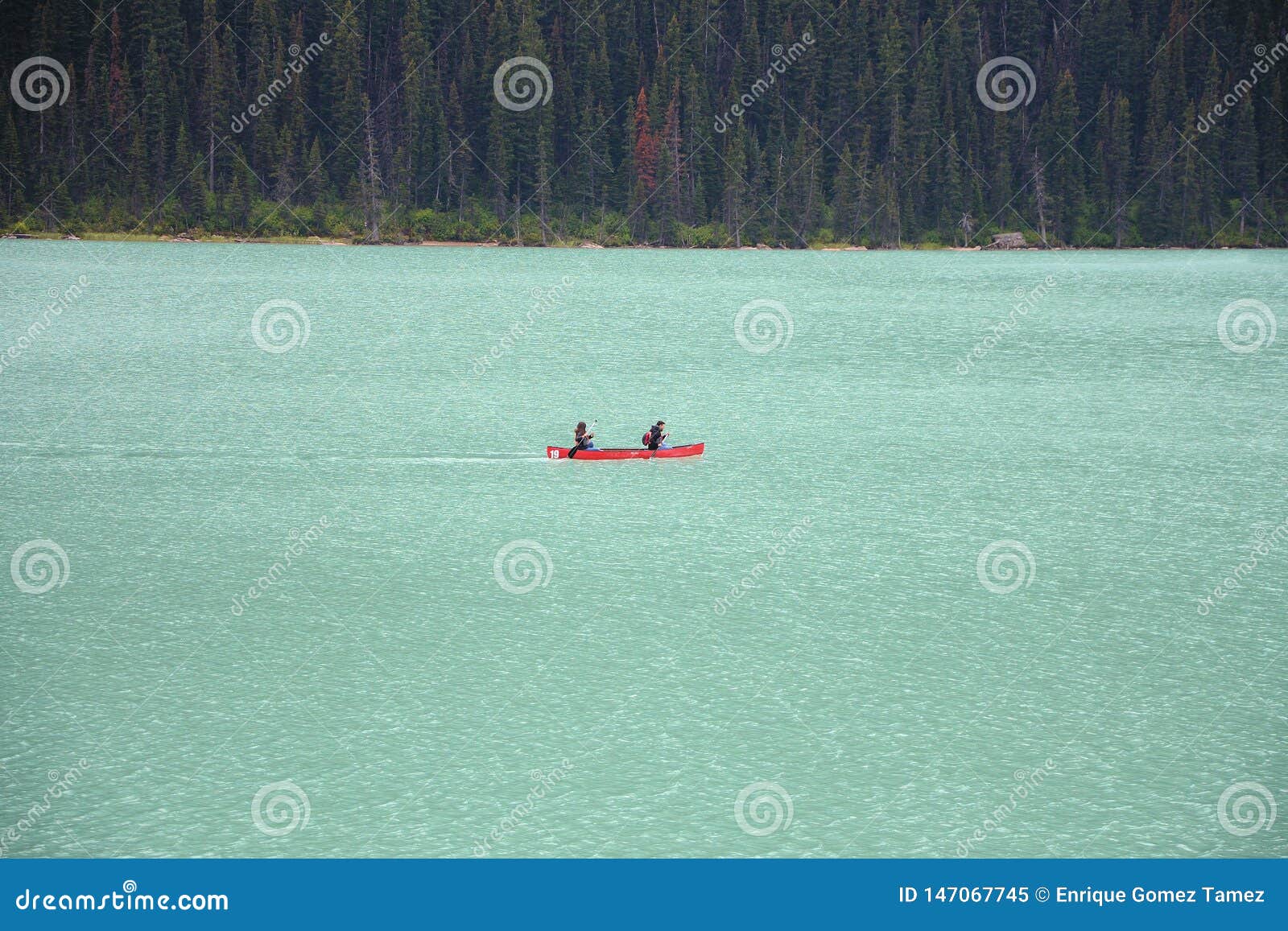 Kayak at Lake Louise editorial image. Image of framed 147067745