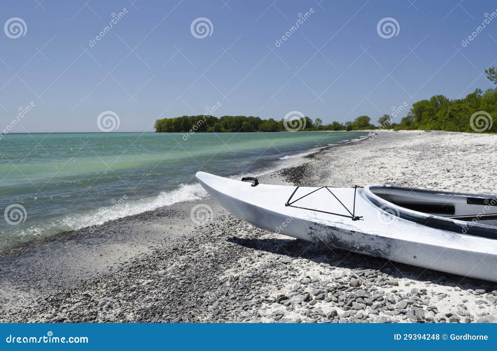 Kayak on Lake Ontario Shoreline Stock Photo Image of stones